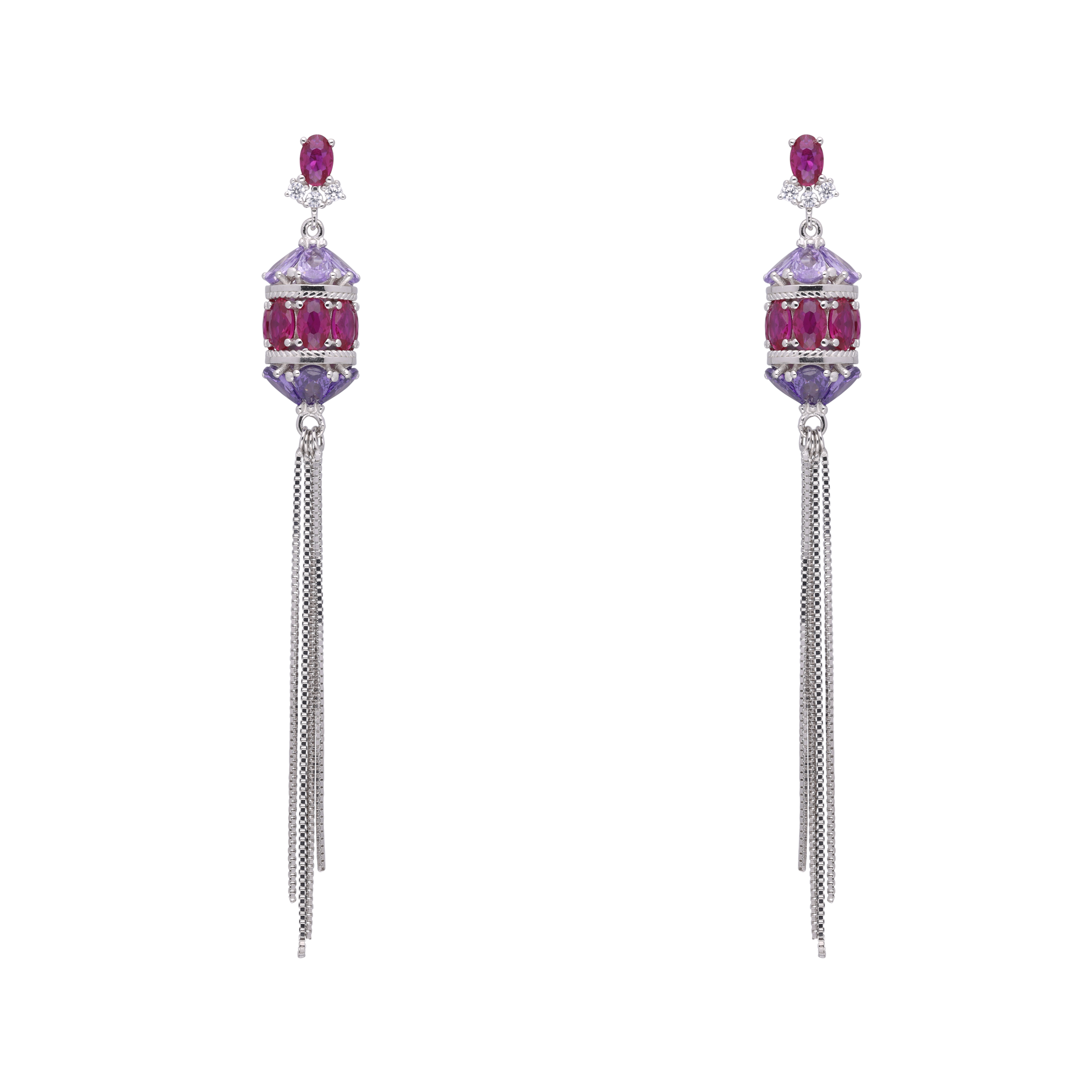 Multi-Gem Fancy Long Chain Eardrops | SKU : 0003403327, 0003403334