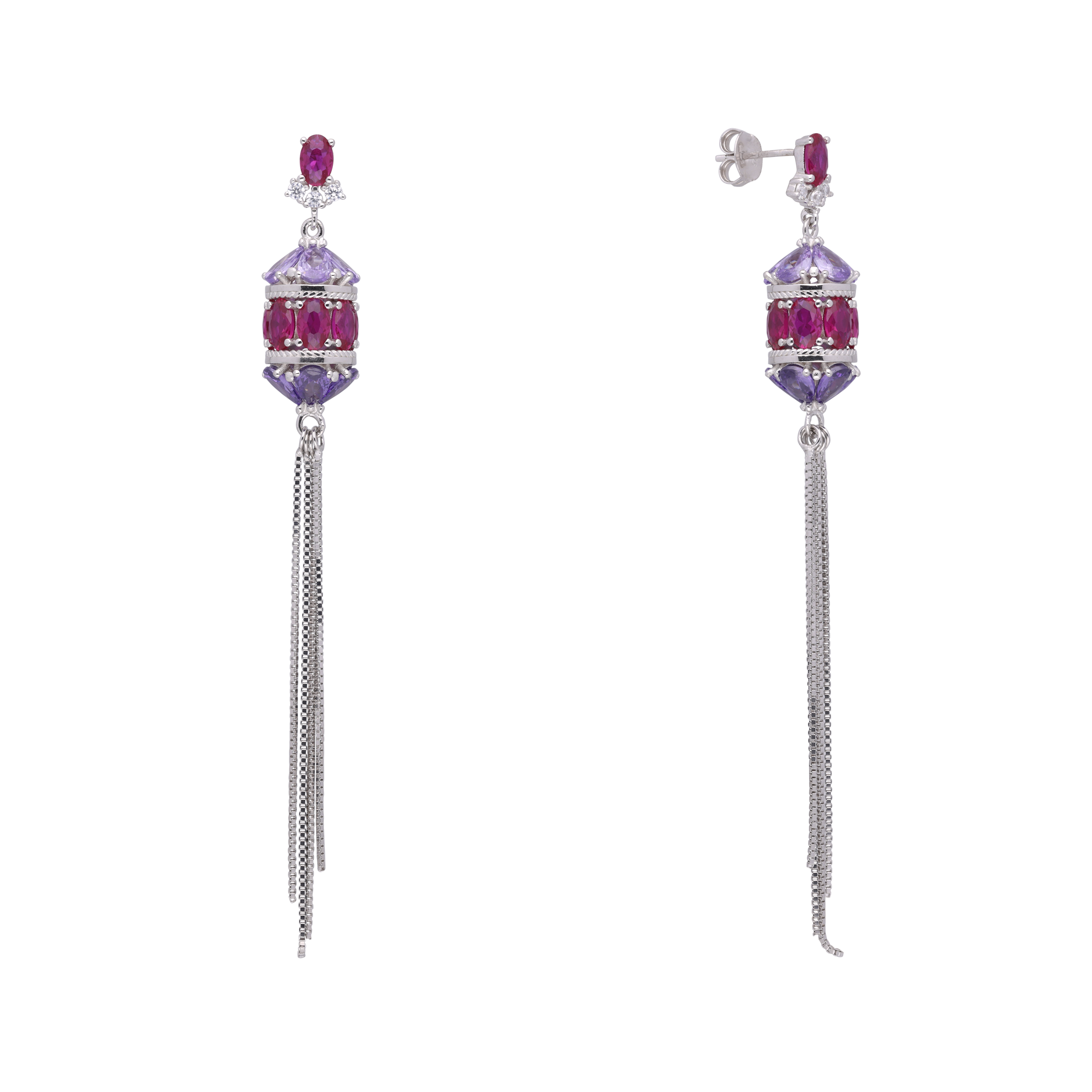 Multi-Gem Fancy Long Chain Eardrops | SKU : 0003403327, 0003403334