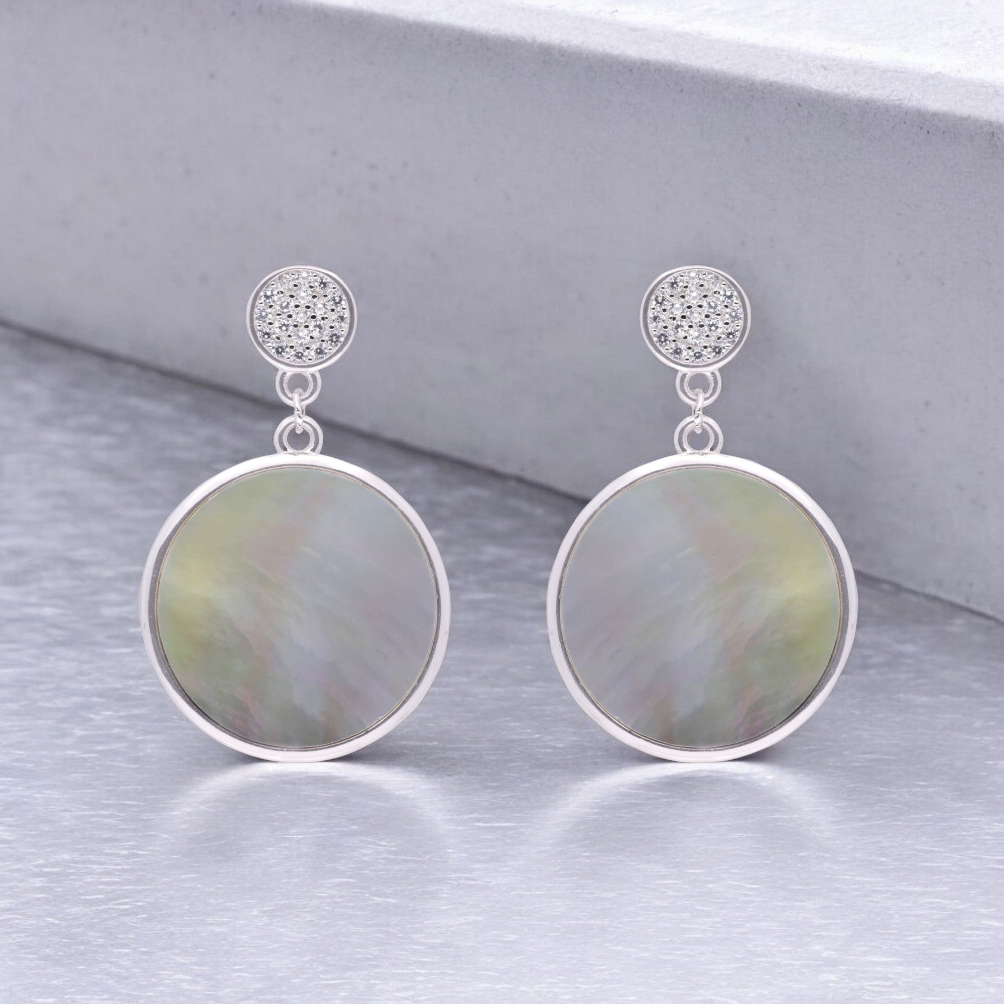 Round Gem Sterling Silver Eardrops | SKU : 0003403358, 0020846121, 0020846114, 0020846145, 0020846138, 0003403341