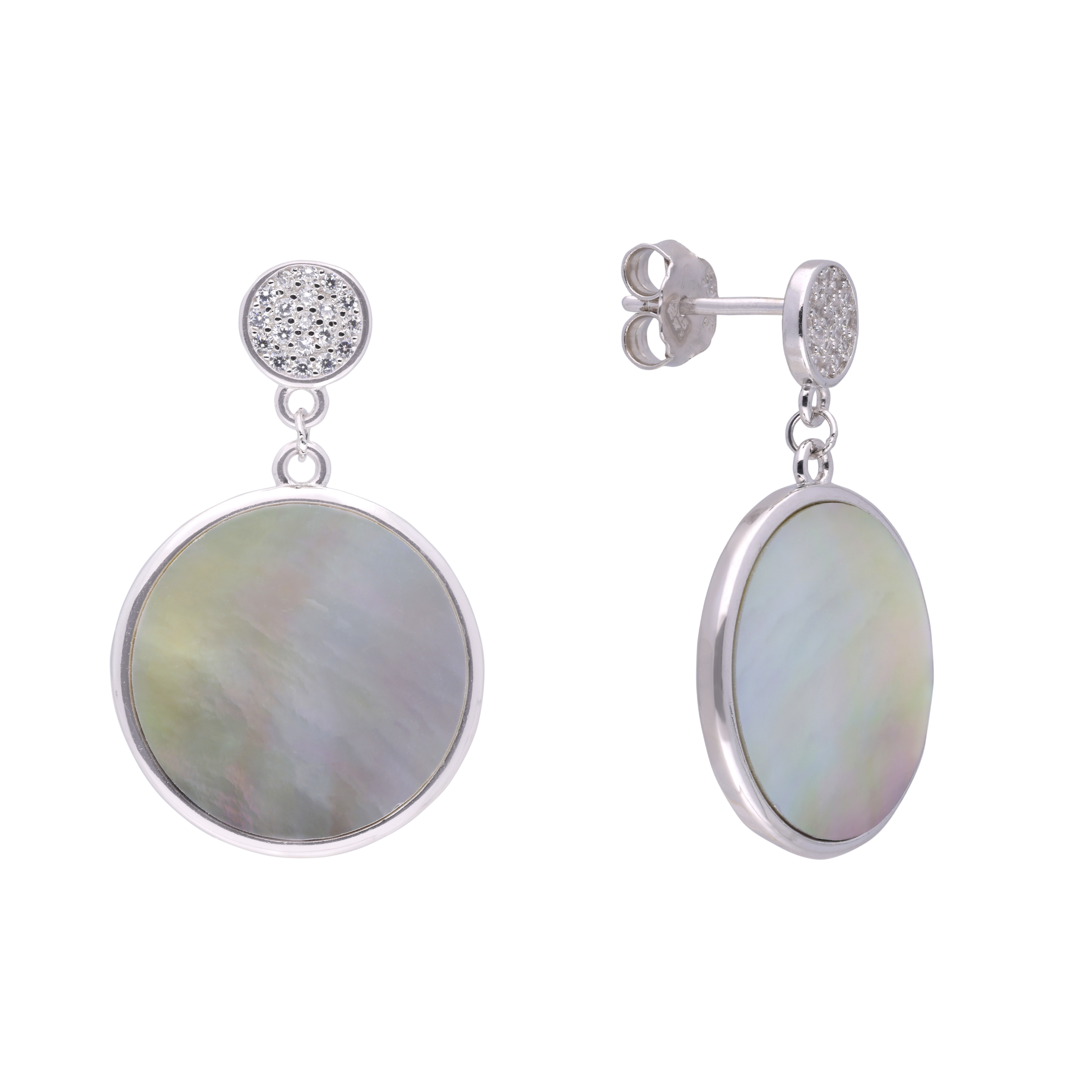 Round Gem Sterling Silver Eardrops | SKU : 0003403358, 0020846121, 0020846114, 0020846145, 0020846138, 0003403341