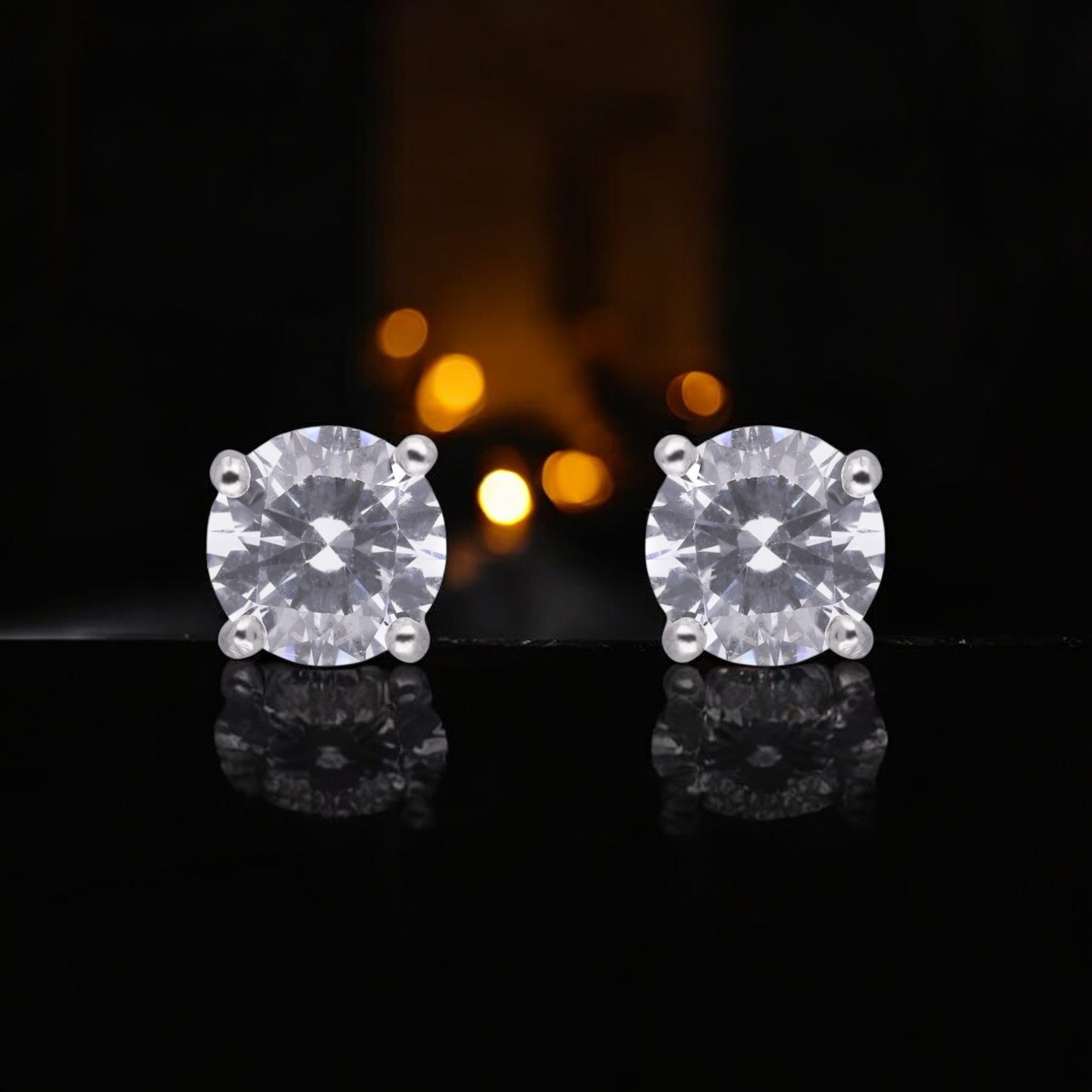 Silver Solitaire Zircon Ear Studs | SKU : 0003448359, 0021005077