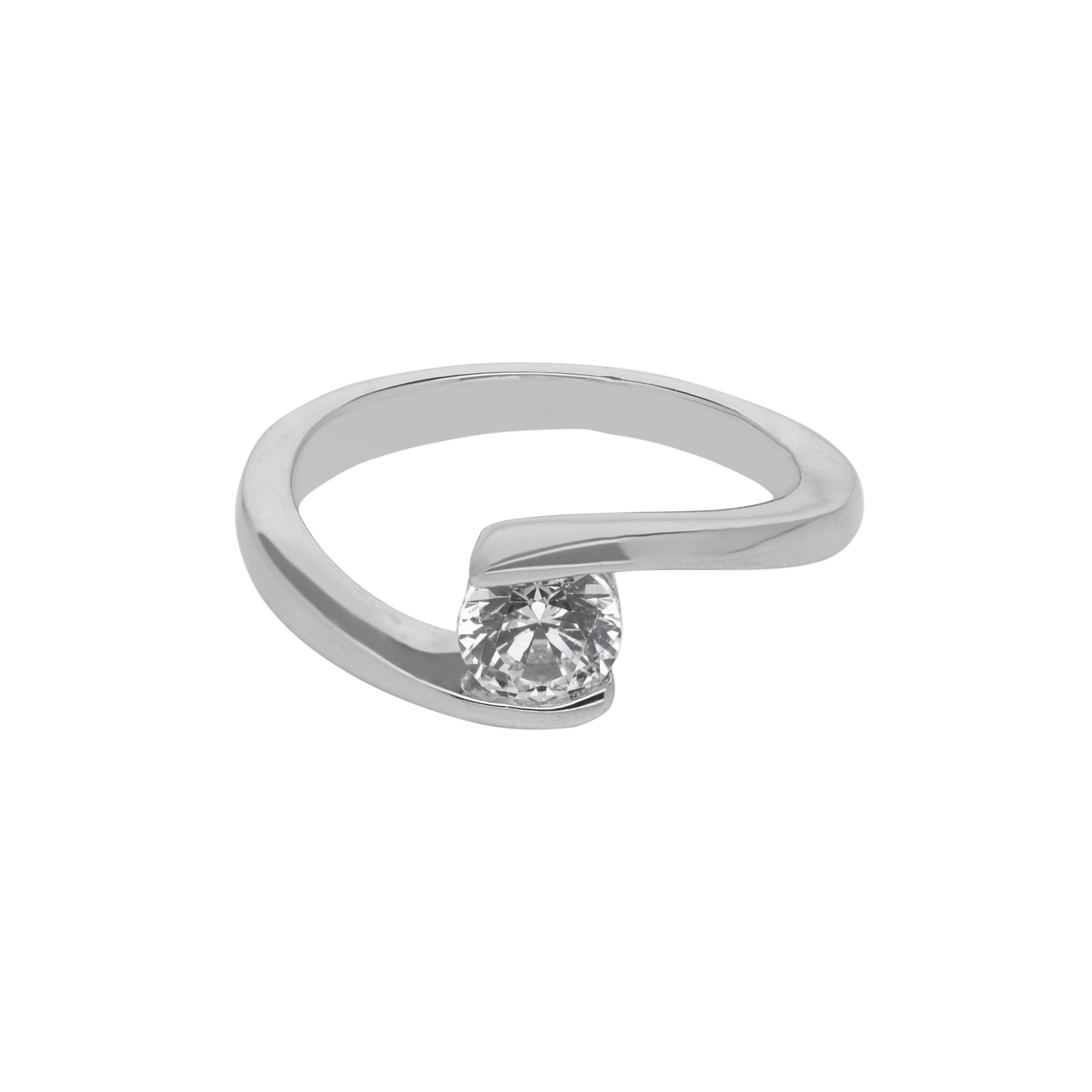 Crisscross Silver Zircon Ring | SKU : 0003448595