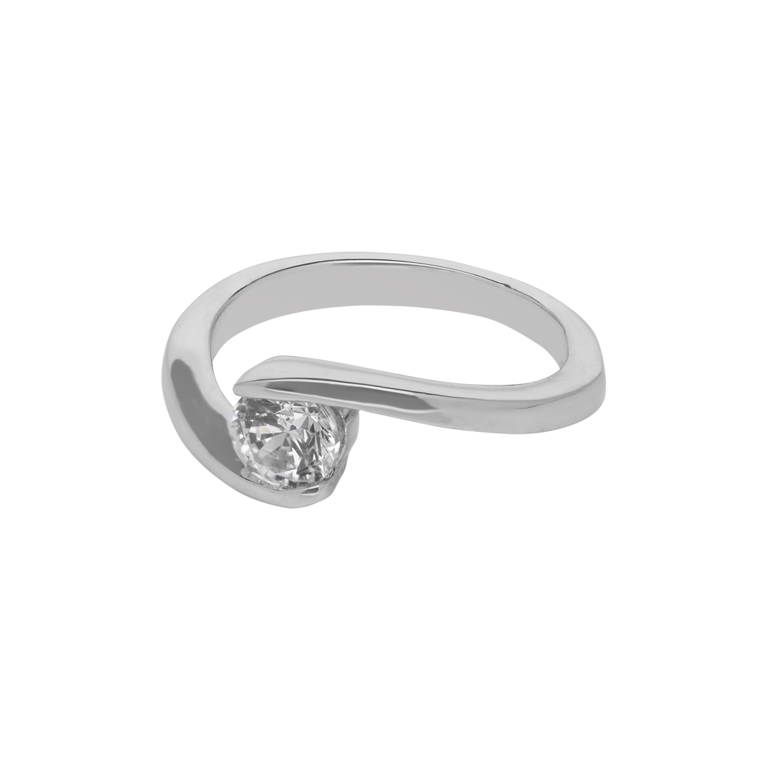 Crisscross Silver Zircon Ring | SKU : 0003448595