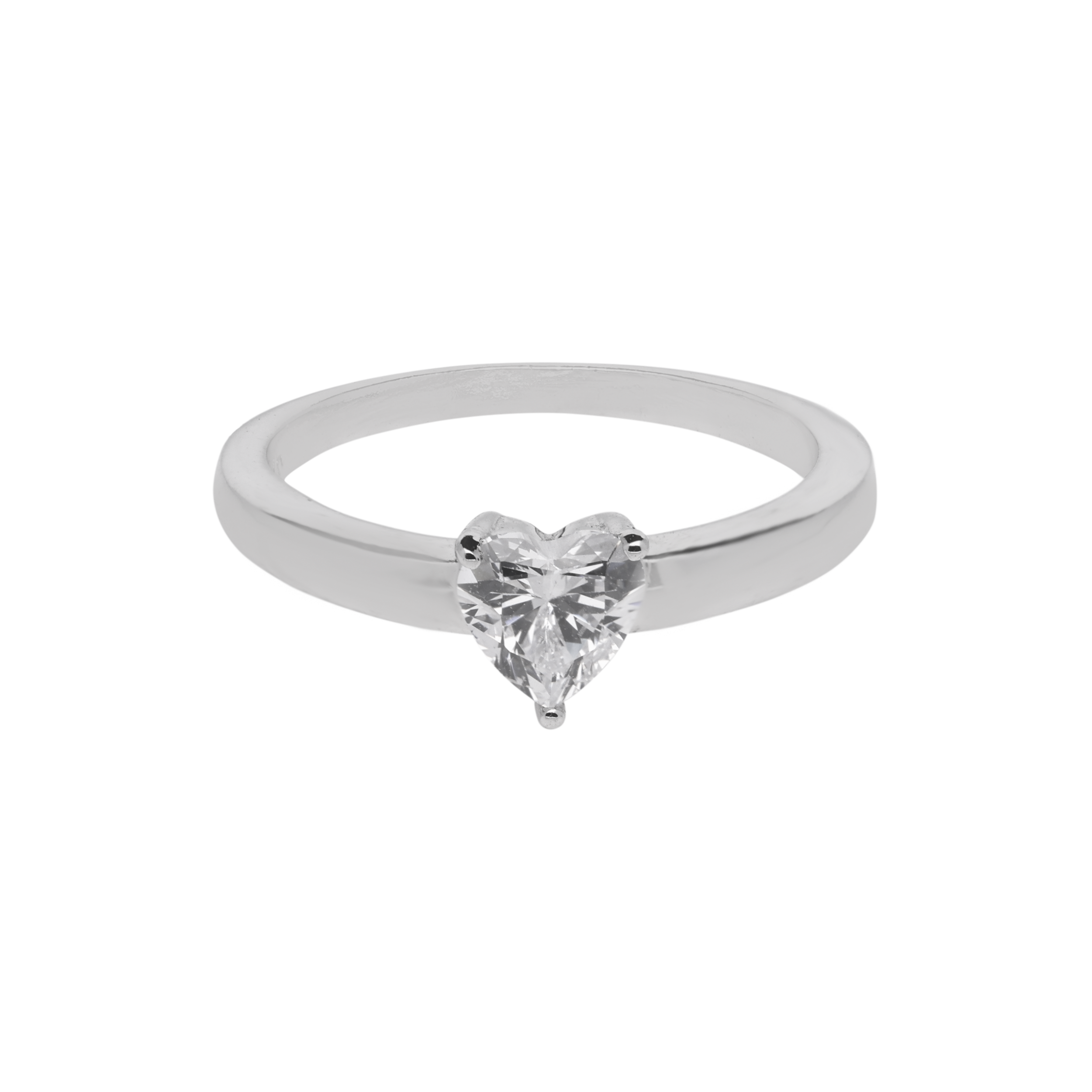 Heart Solitaire Zircon Silver Ring | SKU : 0003448632