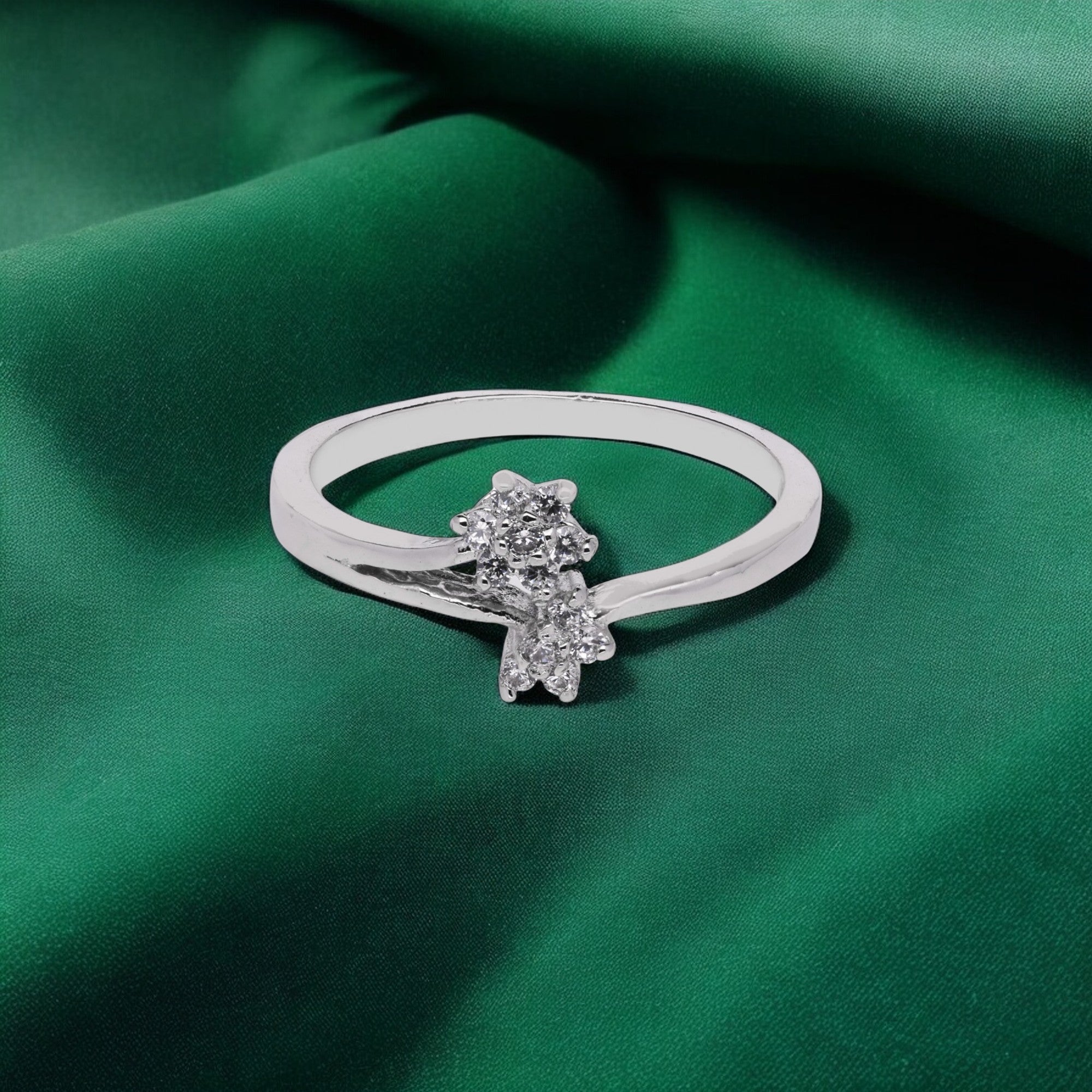 Floral Cross Band Zircon Ring | SKU : 0003448670