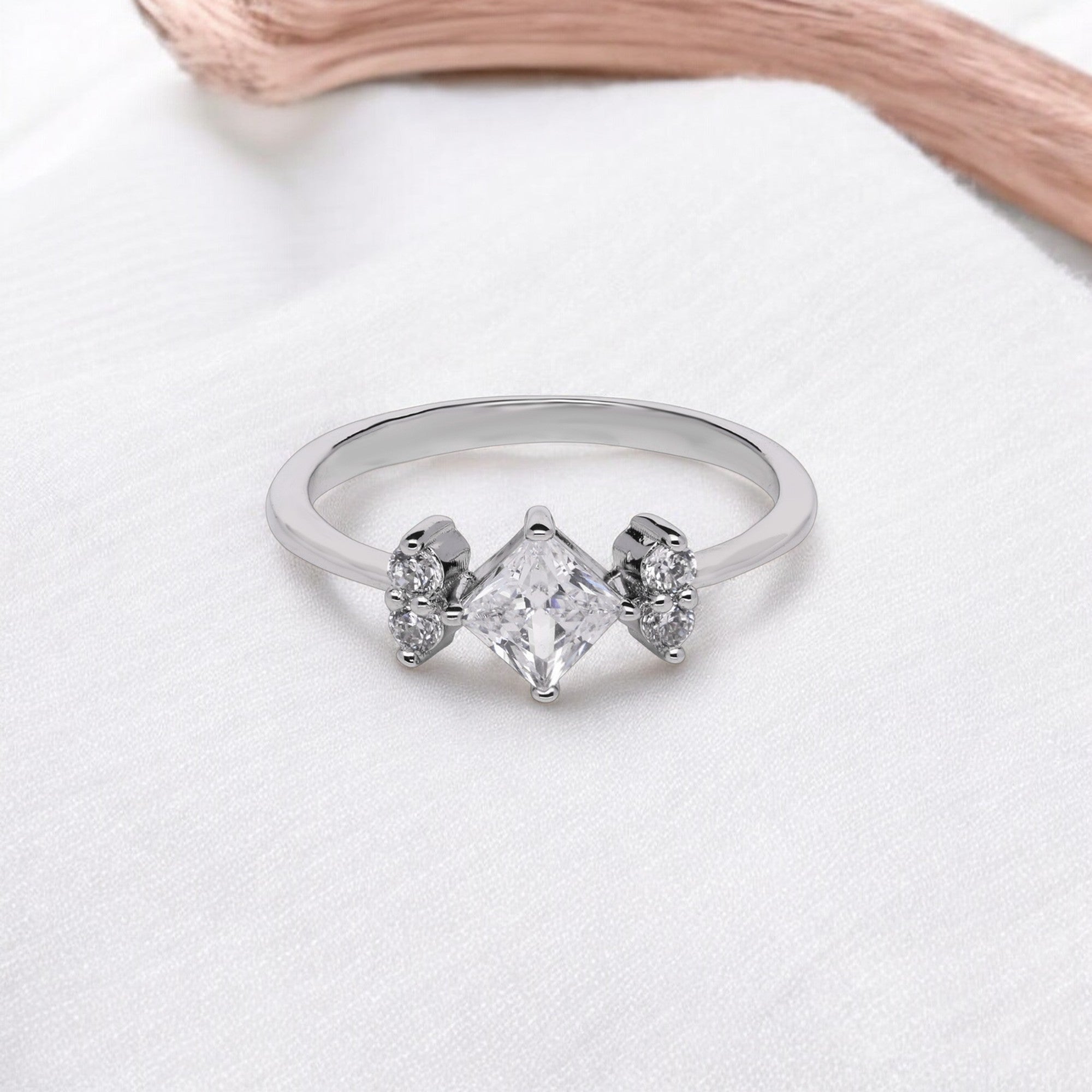 Princess Cut Zircon Silver Ring | SKU : 0003448687
