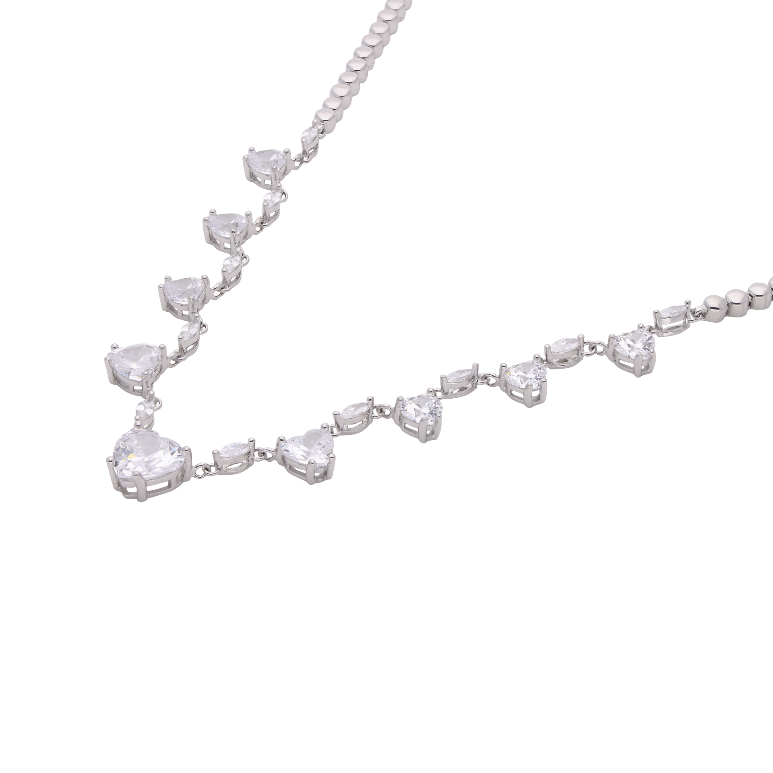 Dazzling Heart-Cut Stone Necklace with Beaded Chain | SKU : 0003523476