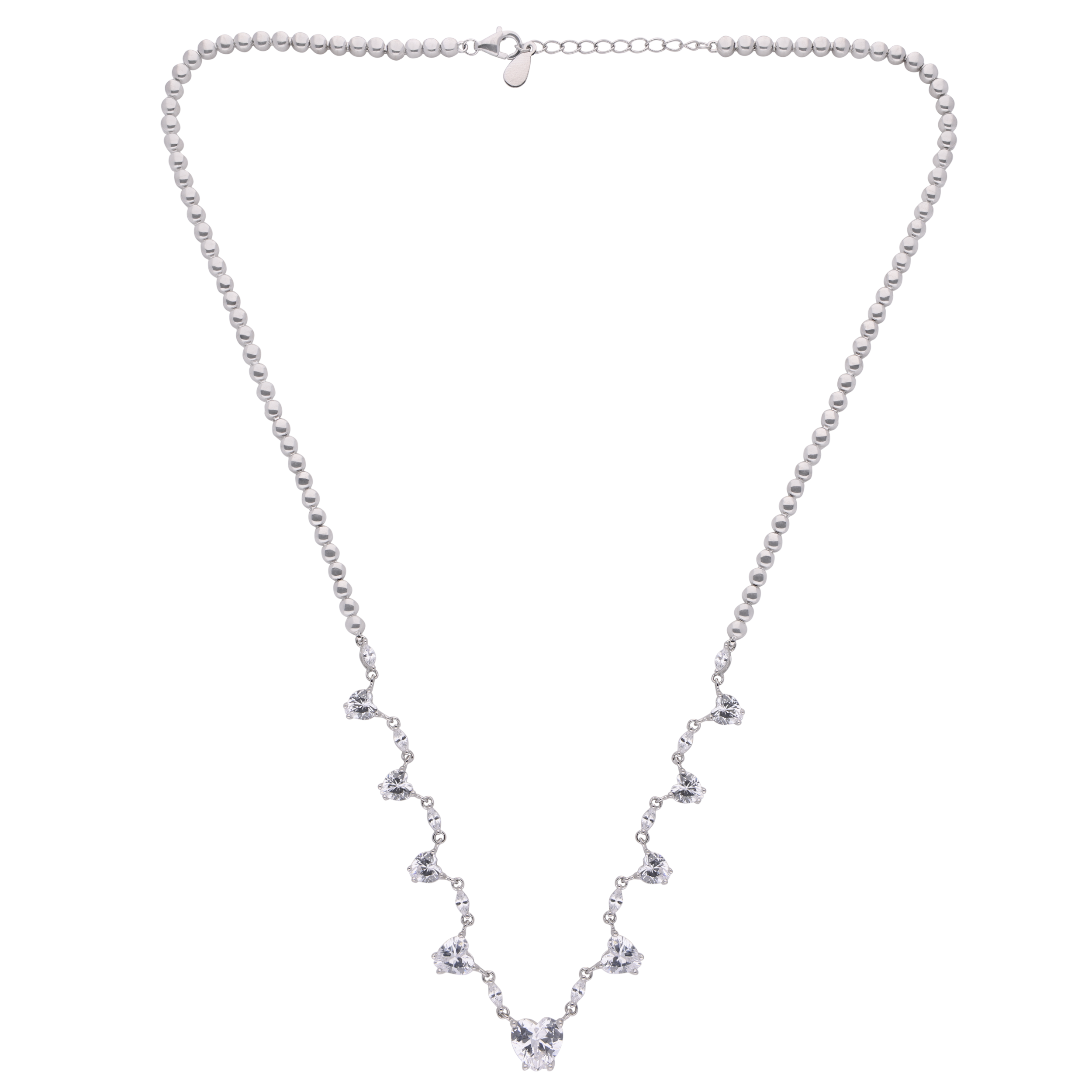 Dazzling Heart-Cut Stone Necklace with Beaded Chain | SKU : 0003523476