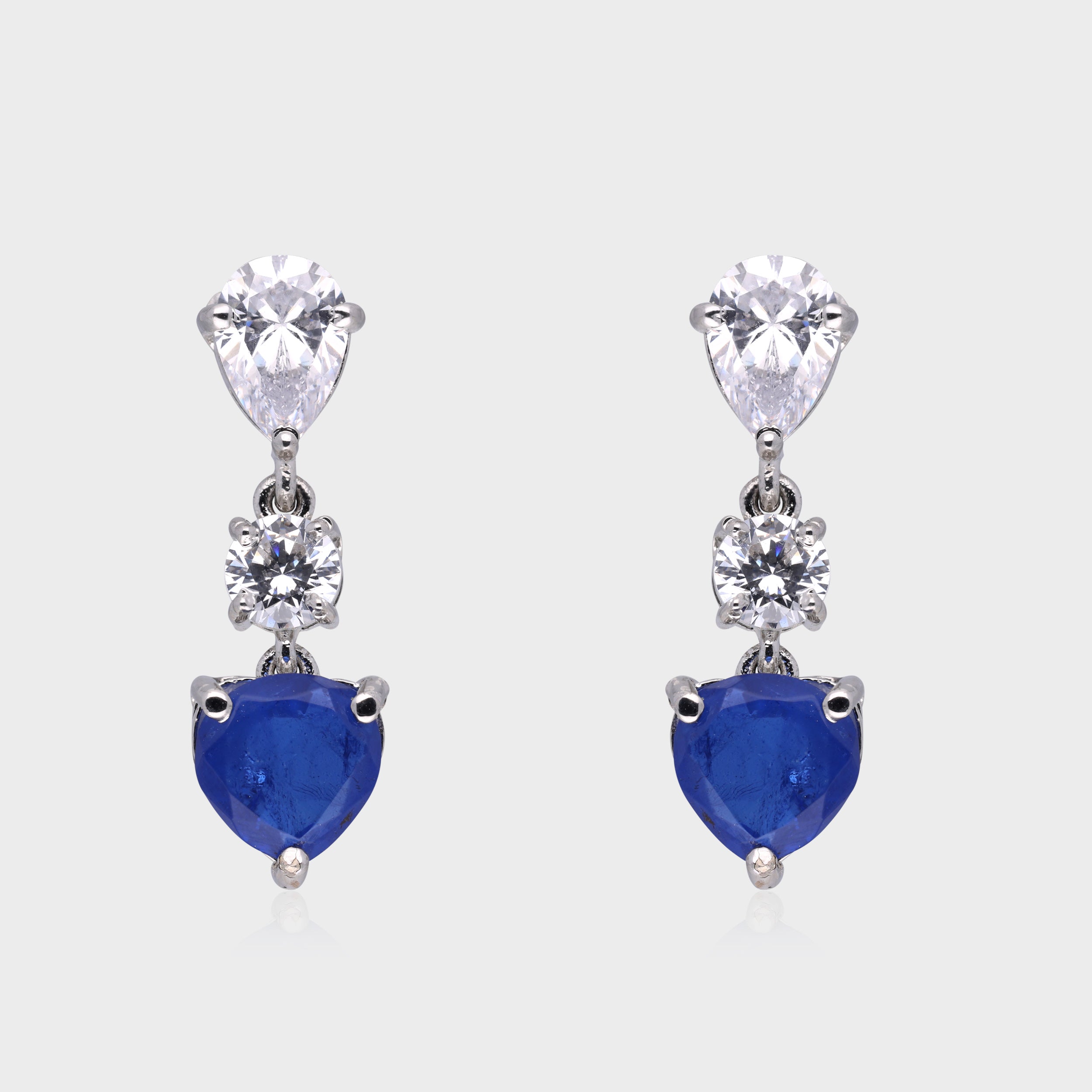 Elegant 925 Sterling Silver Sapphire Drop Earrings | SKU : 0003534755, 0021326394, 0021326400