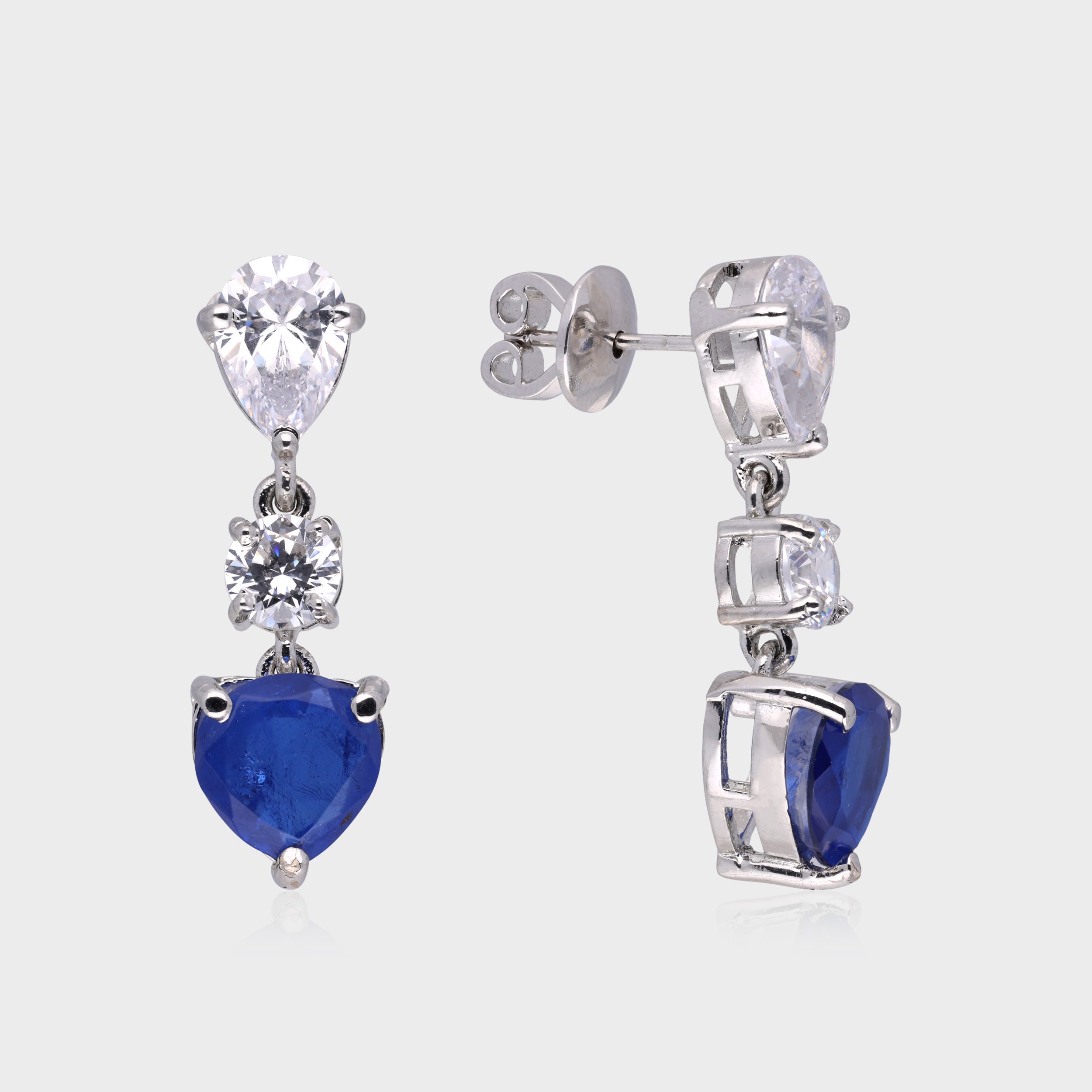 Elegant 925 Sterling Silver Sapphire Drop Earrings | SKU : 0003534755, 0021326394, 0021326400