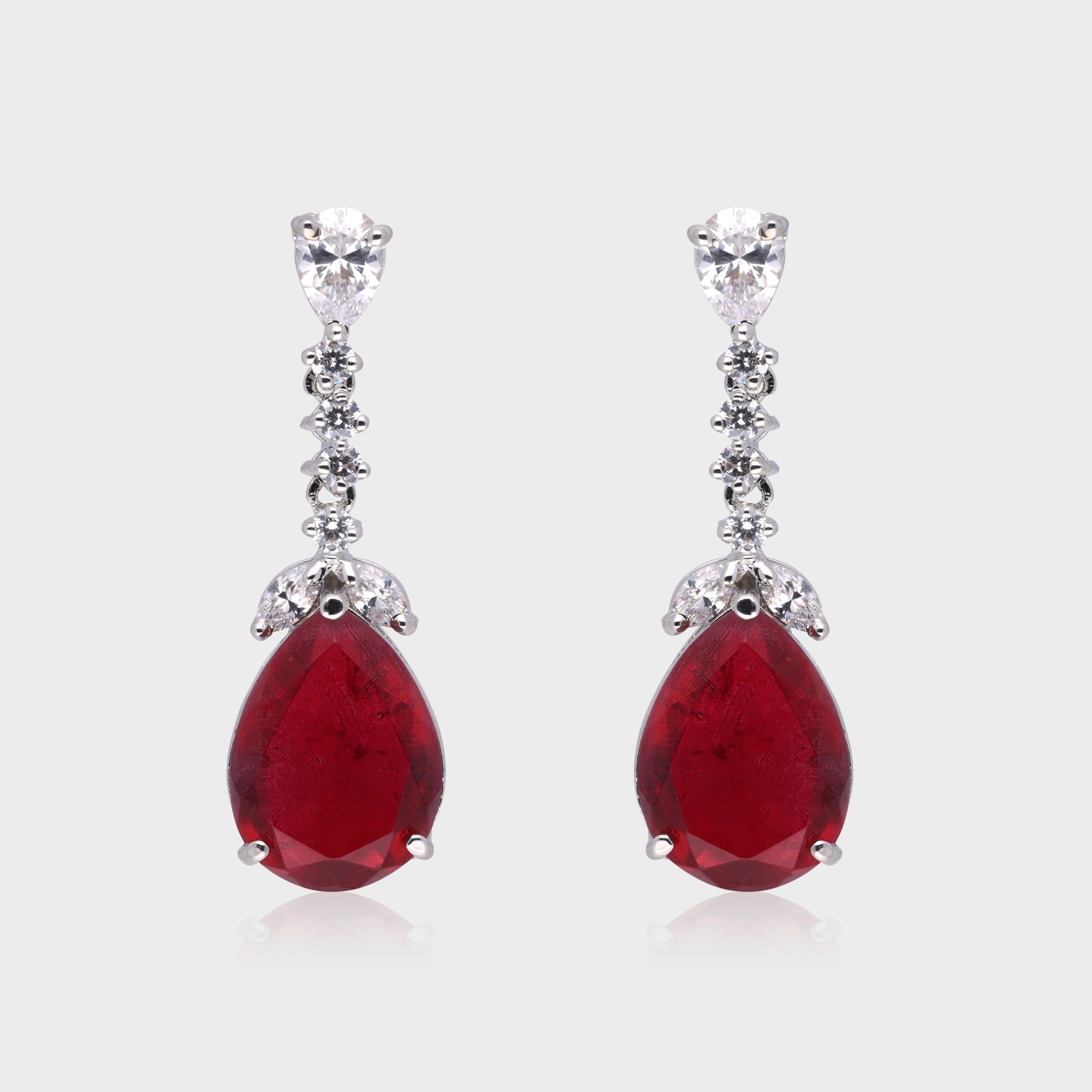 Elegant 925 Sterling Silver Ruby Drop Earrings | SKU : 0003534779, 0021326448, 0021326431