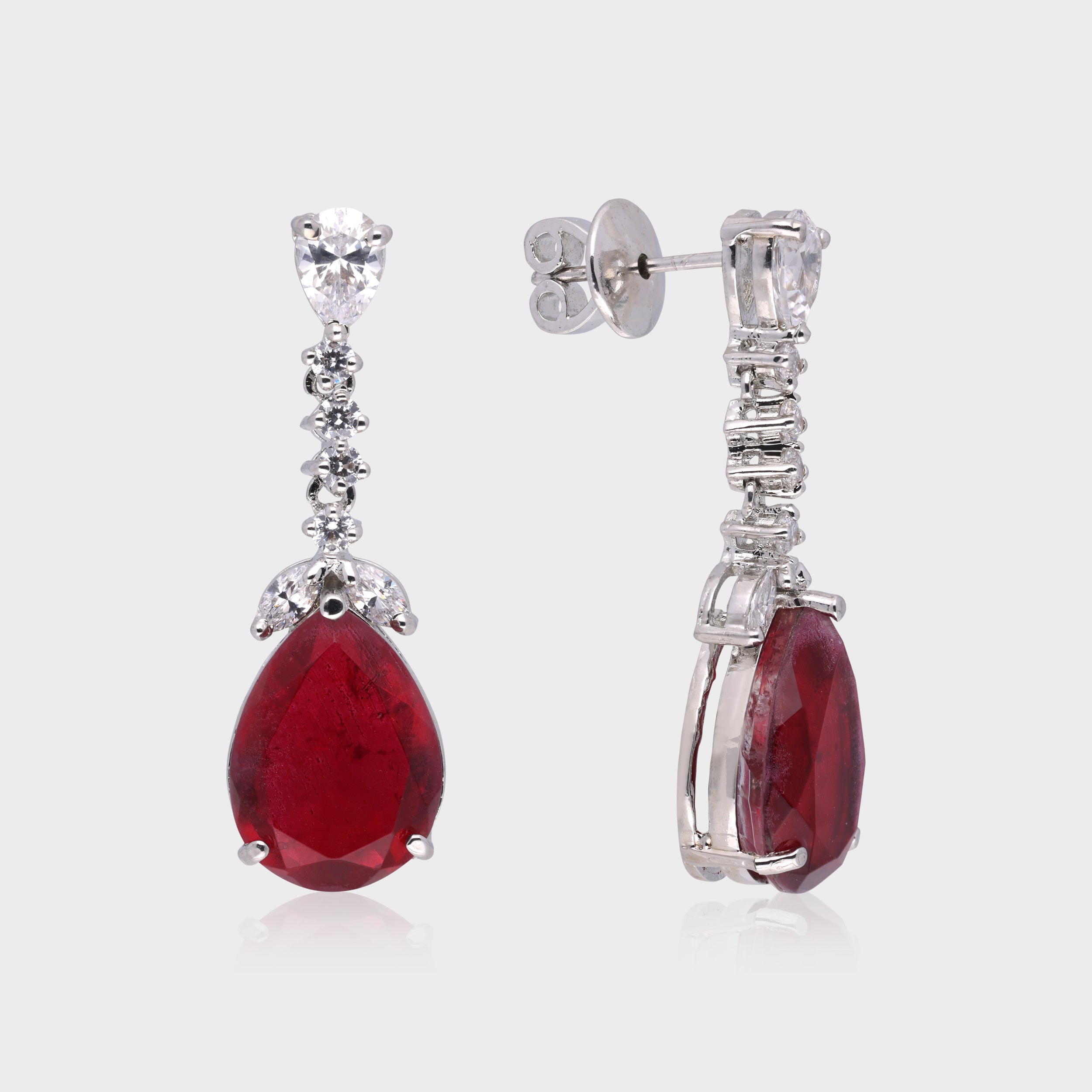 Elegant 925 Sterling Silver Ruby Drop Earrings | SKU : 0003534779, 0021326448, 0021326431