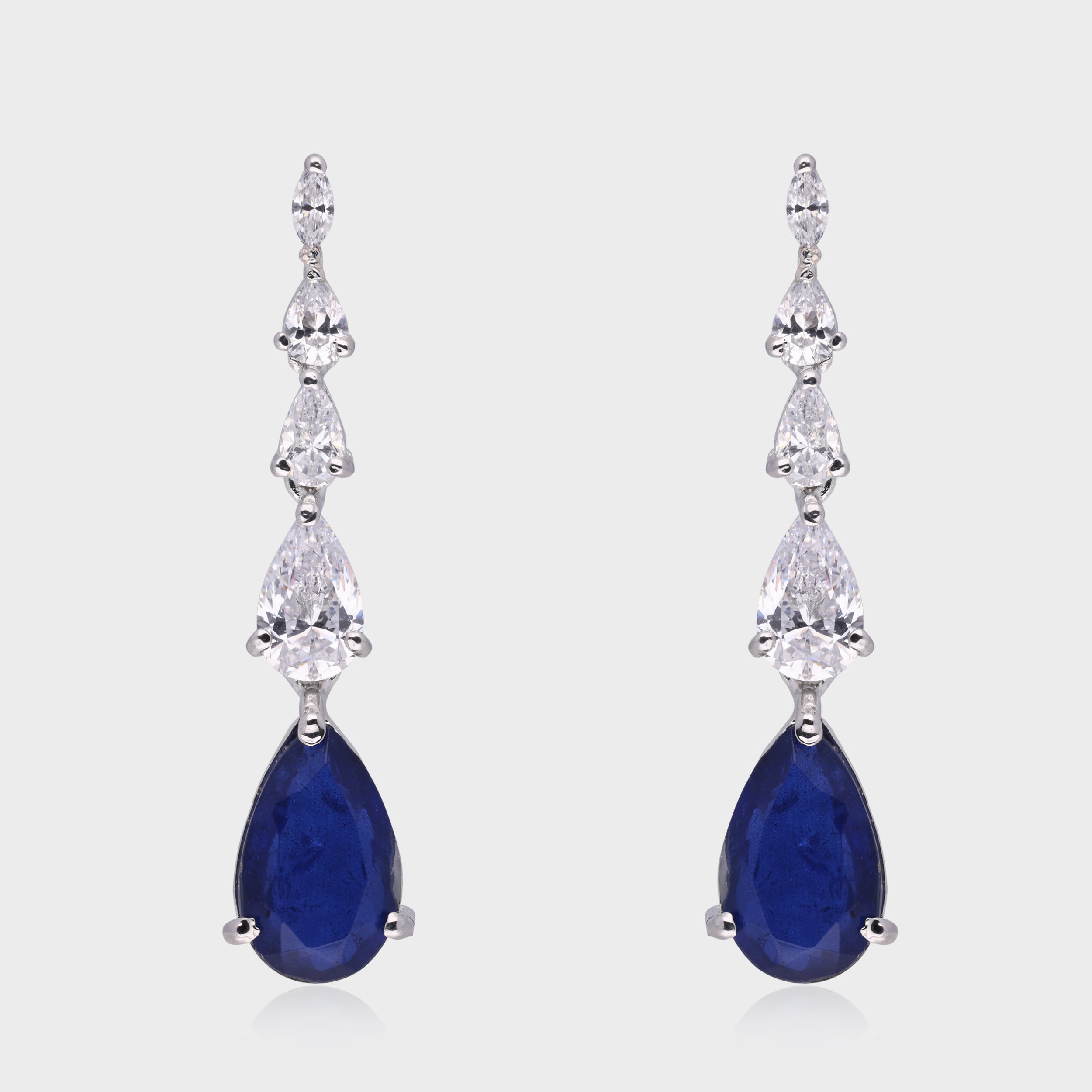 Elegant 925 Sterling Silver Blue Drop Earrings| SKU : 0003534922, 0021326721