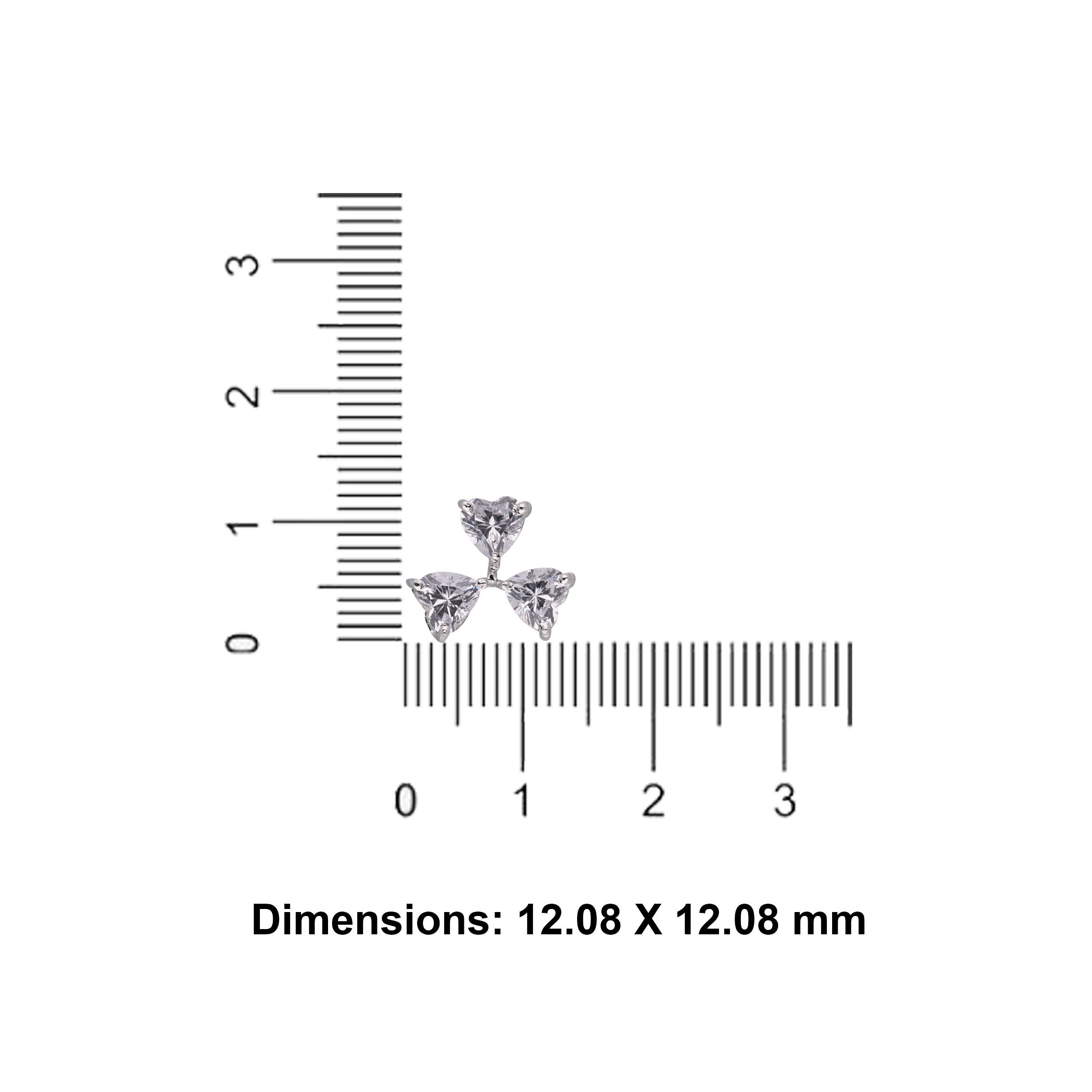 Trilliant Bloom: Heart-Cut White Gemstone Cluster Stud Earrings in Sterling Silver | SKU : 0003535141, 0021327186, 0021327193