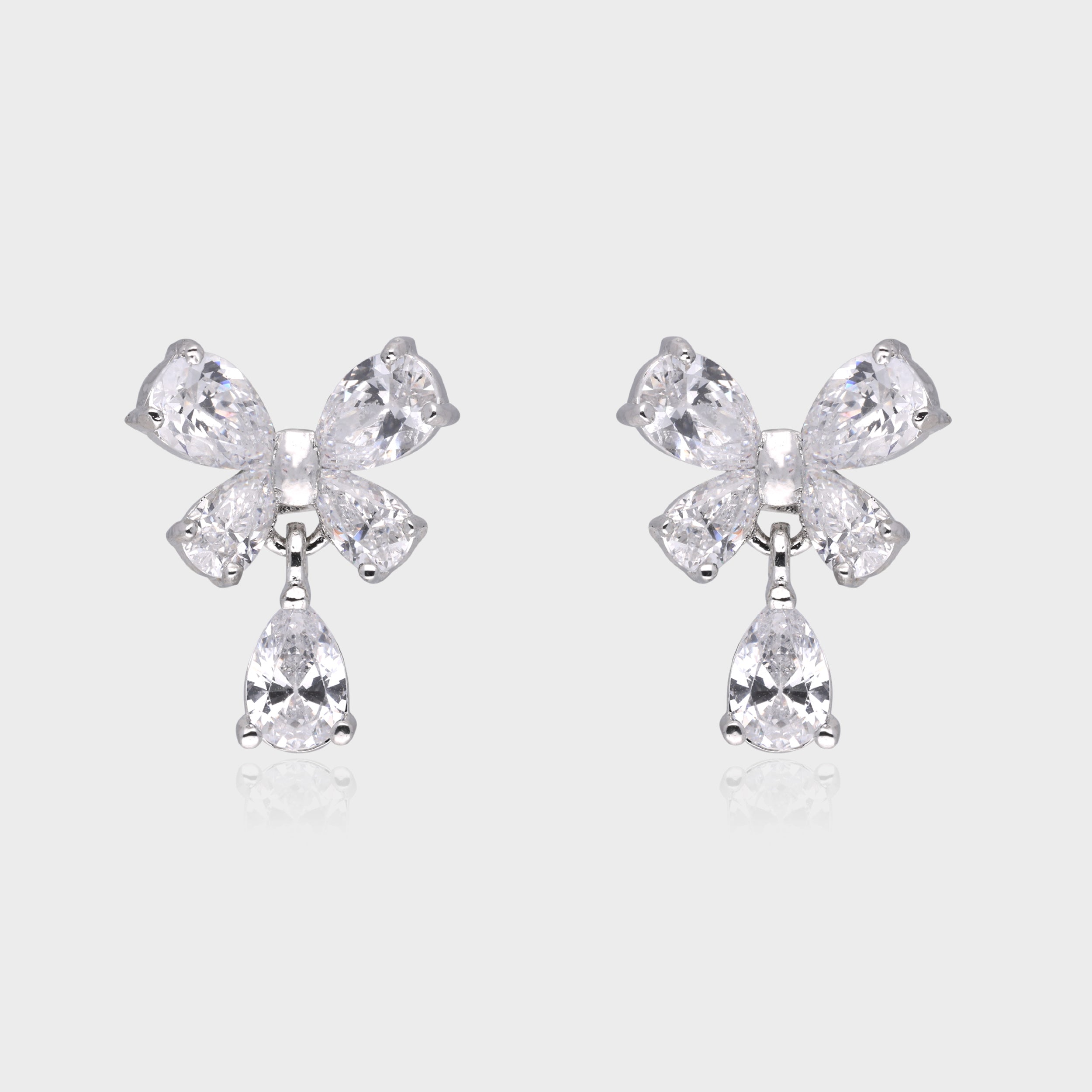 Butterfly-Inspired Cubic Zirconia Drop Earrings in Silver | SKU : 0003535219, 0021327339, 0021327322