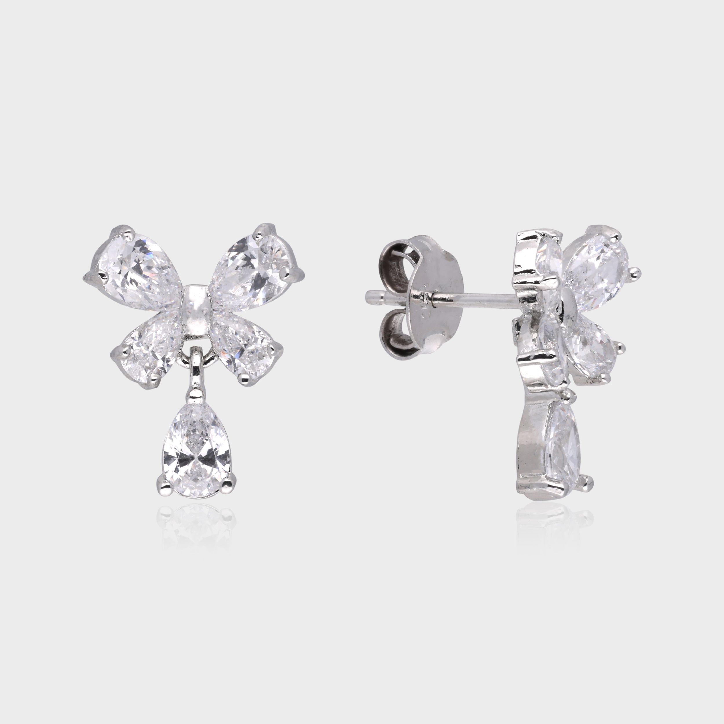 Butterfly-Inspired Cubic Zirconia Drop Earrings in Silver | SKU : 0003535219, 0021327339, 0021327322