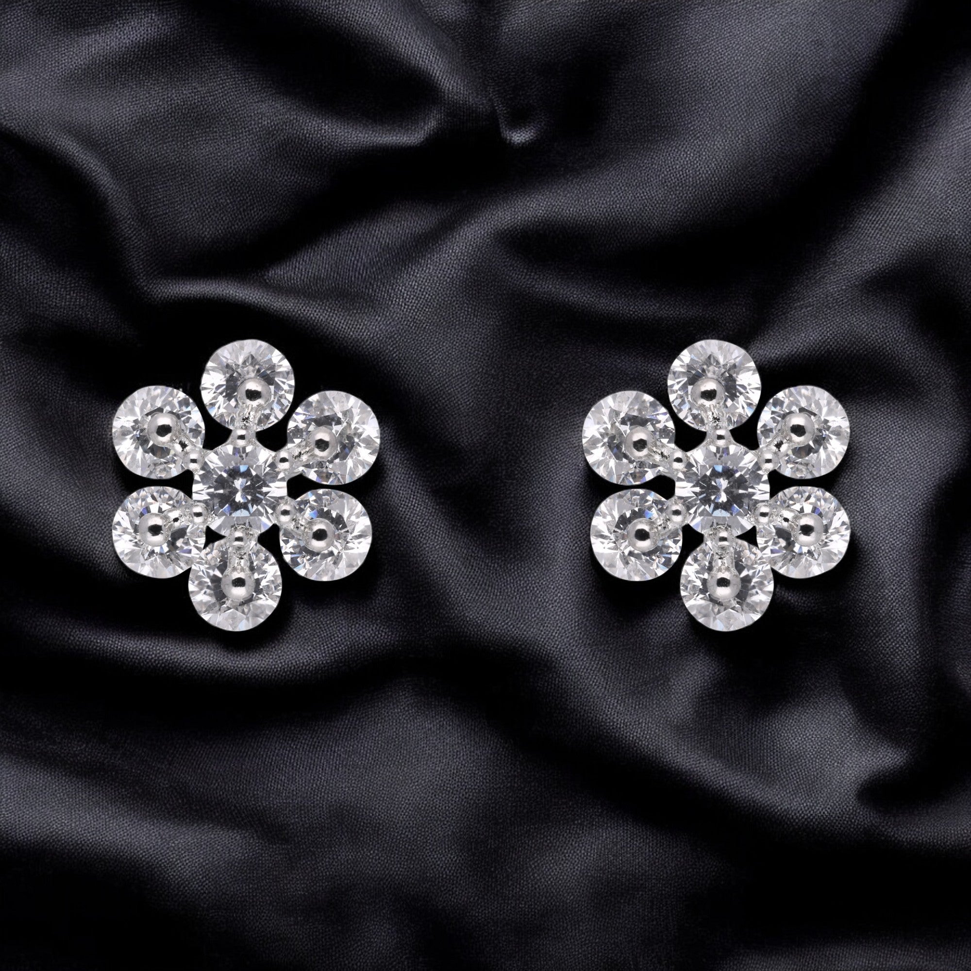 Aurora Radiance Floral Stud Earrings – A Fusion of Light & Elegance | SKU : 0003535257, 0021327421, 0021327414