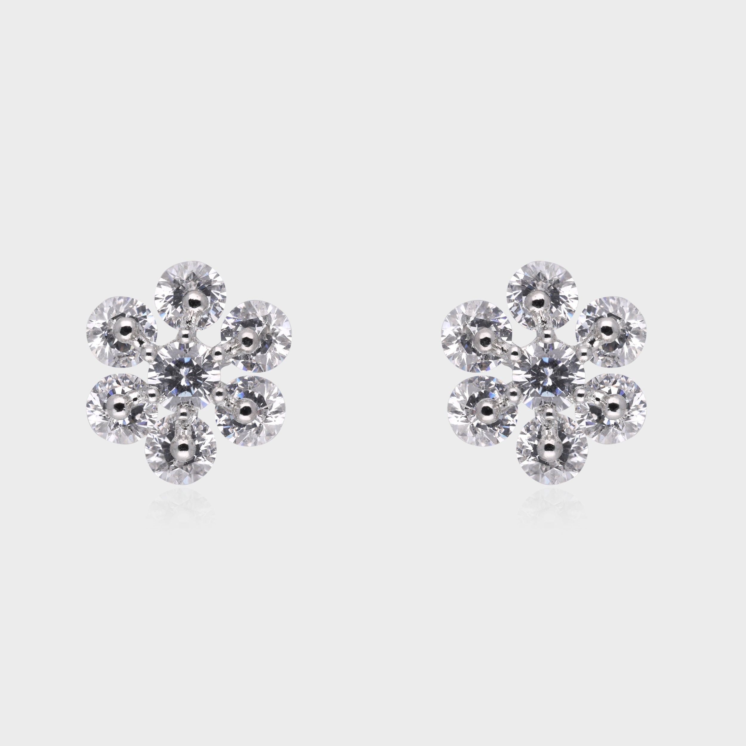 Aurora Radiance Floral Stud Earrings – A Fusion of Light & Elegance | SKU : 0003535257, 0021327421, 0021327414