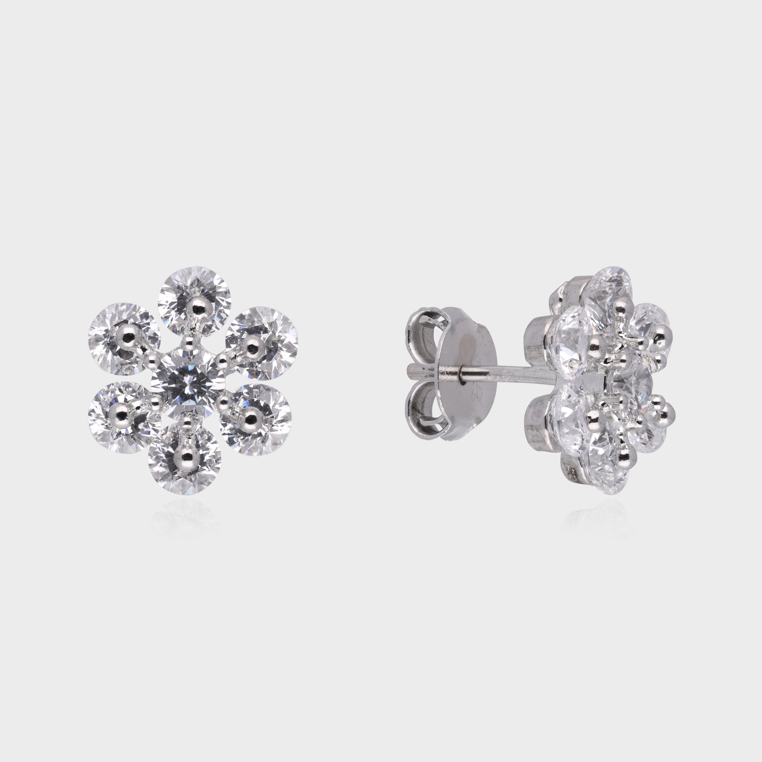 Aurora Radiance Floral Stud Earrings – A Fusion of Light & Elegance | SKU : 0003535257, 0021327421, 0021327414