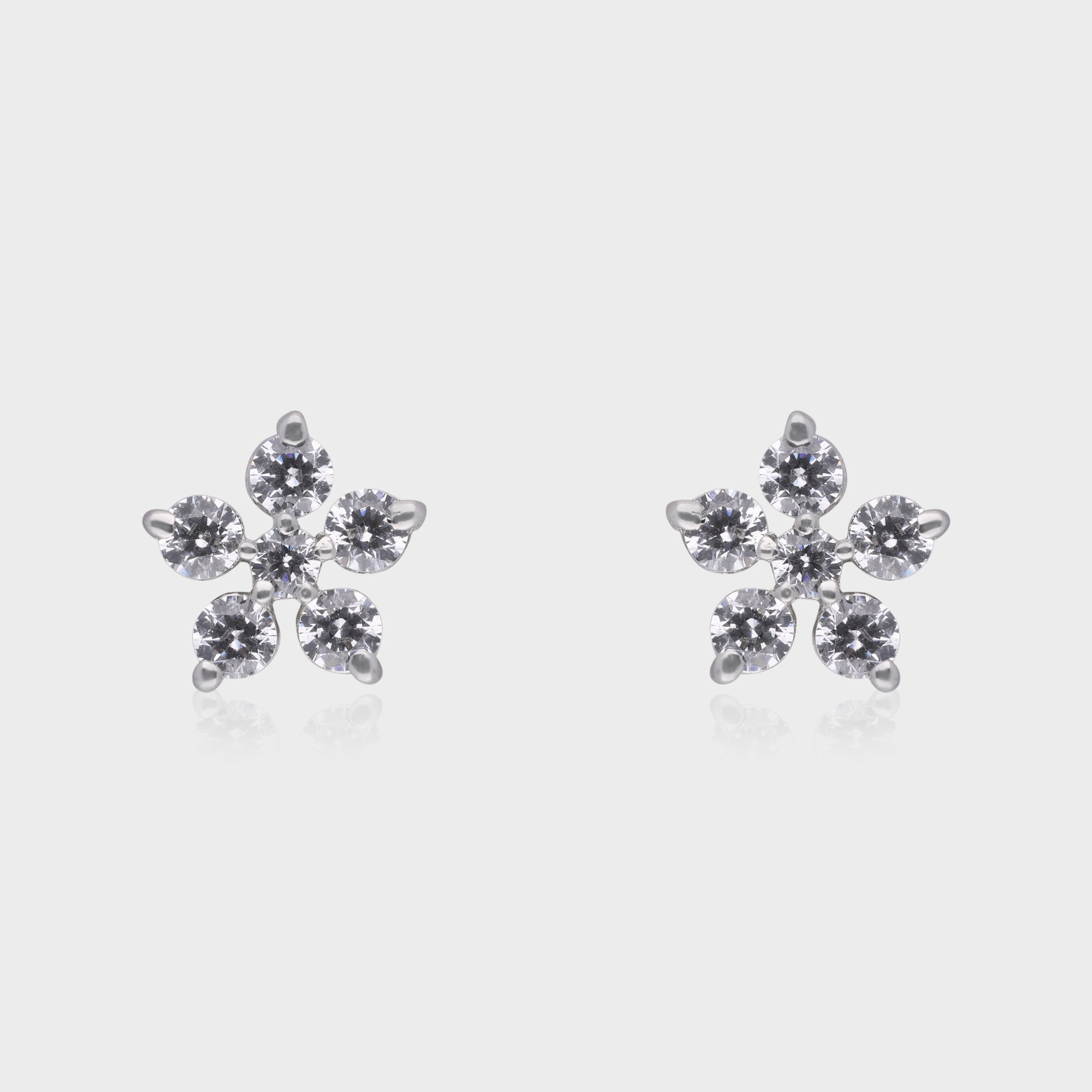 Dazzling Floral Diamond Stud Earrings in Silver| SKU : 0003535271, 0021327452, 0021327469