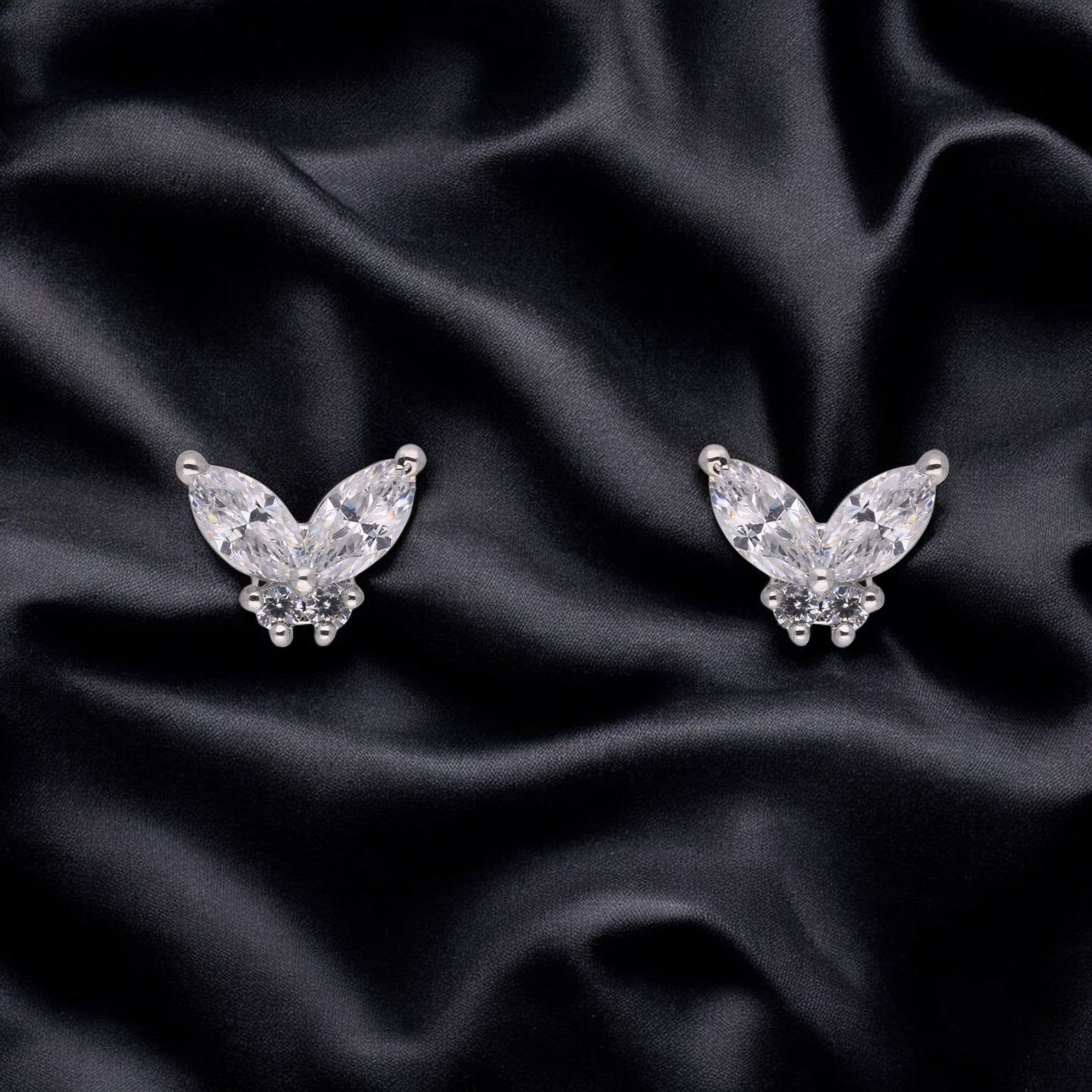 Radiance Butterfly Marquise Stud Earrings – A Whisper of Elegance | SKU : 0003535332, 0021327575