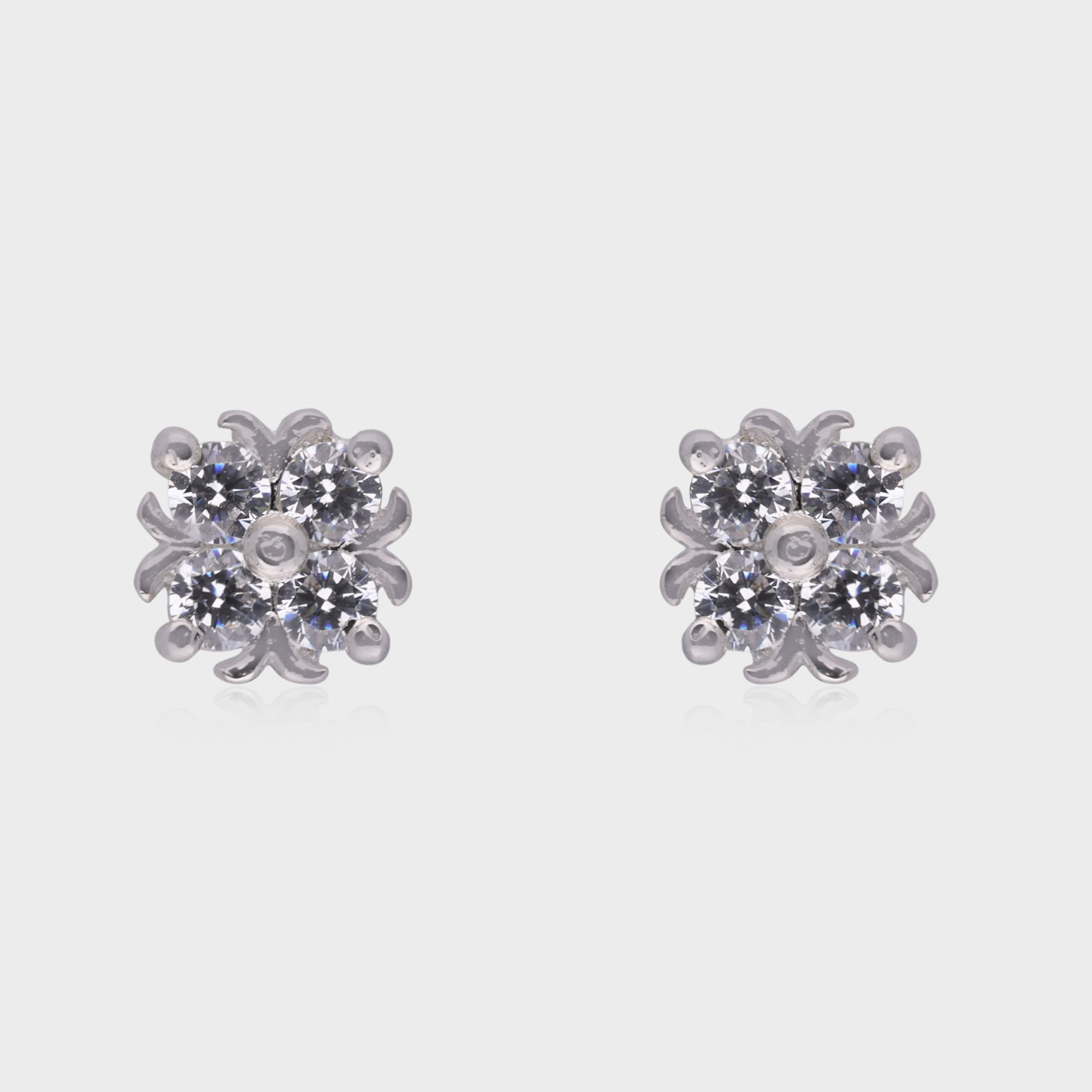 Regal Bloom Cluster Stud Earrings – A Symphony of Sparkle | SKU : 0003535349, 0021327599, 0021327605