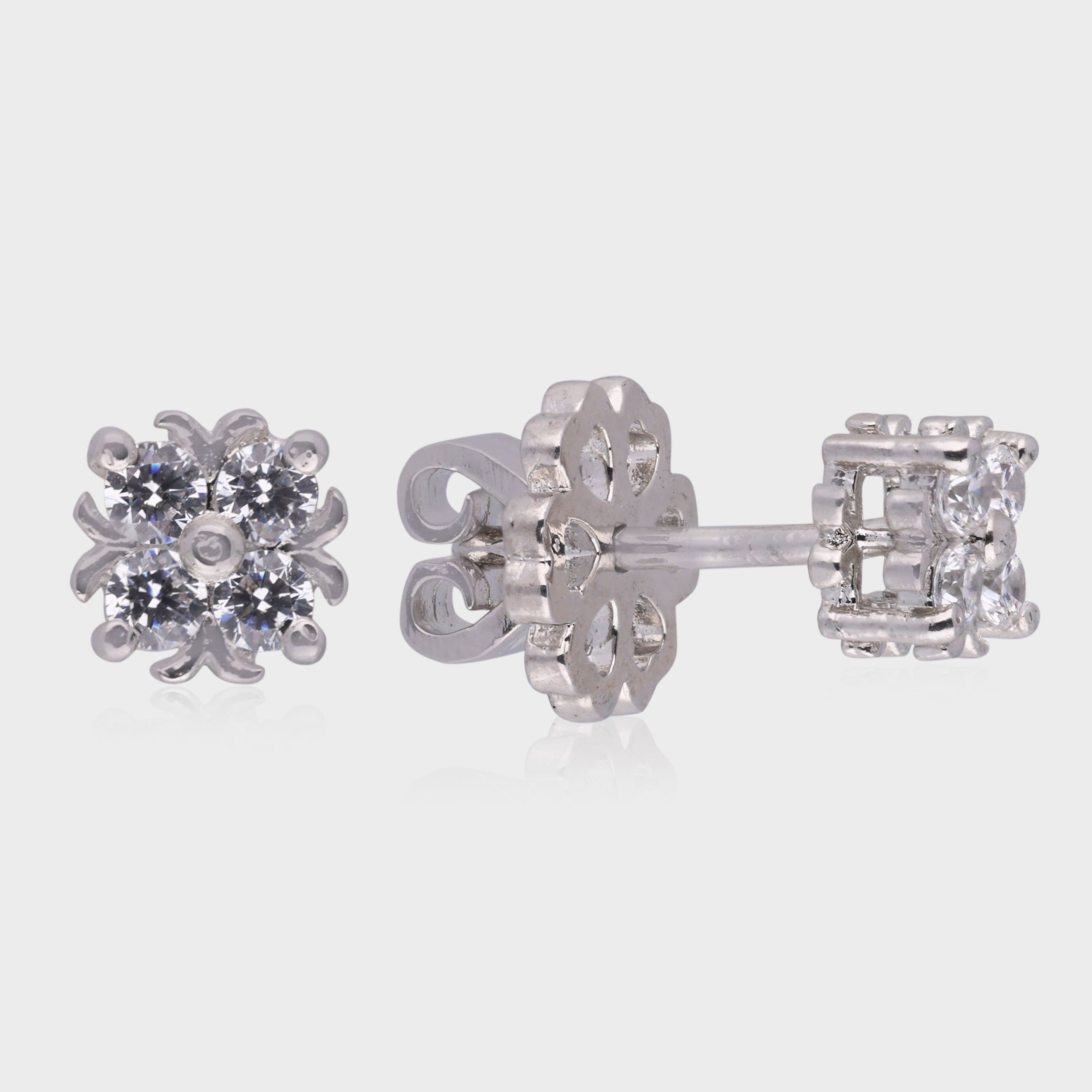 Regal Bloom Cluster Stud Earrings – A Symphony of Sparkle | SKU : 0003535349, 0021327599, 0021327605