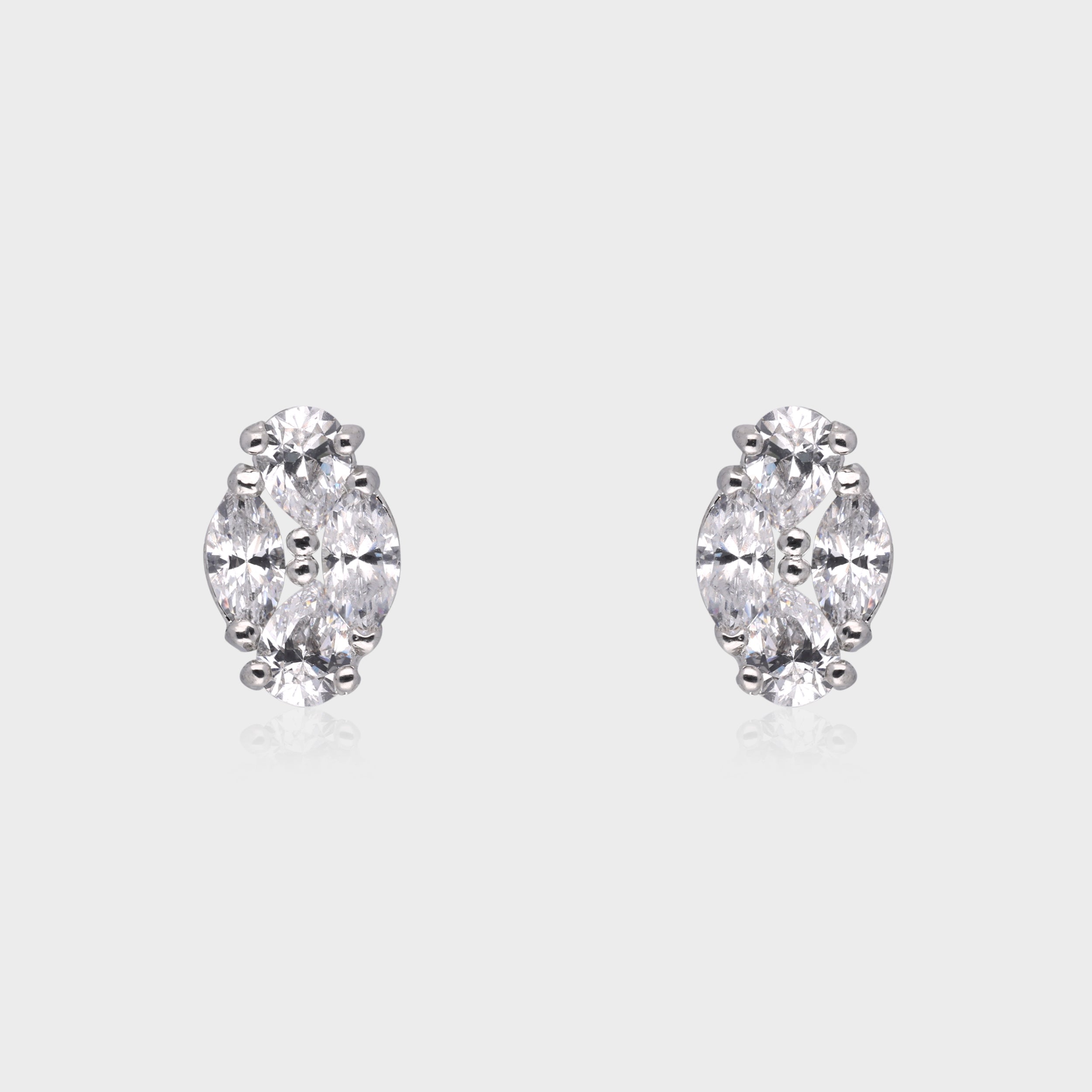 Elegant Marquise & Round-Cut Diamond Stud Earrings | SKU : 0003535424