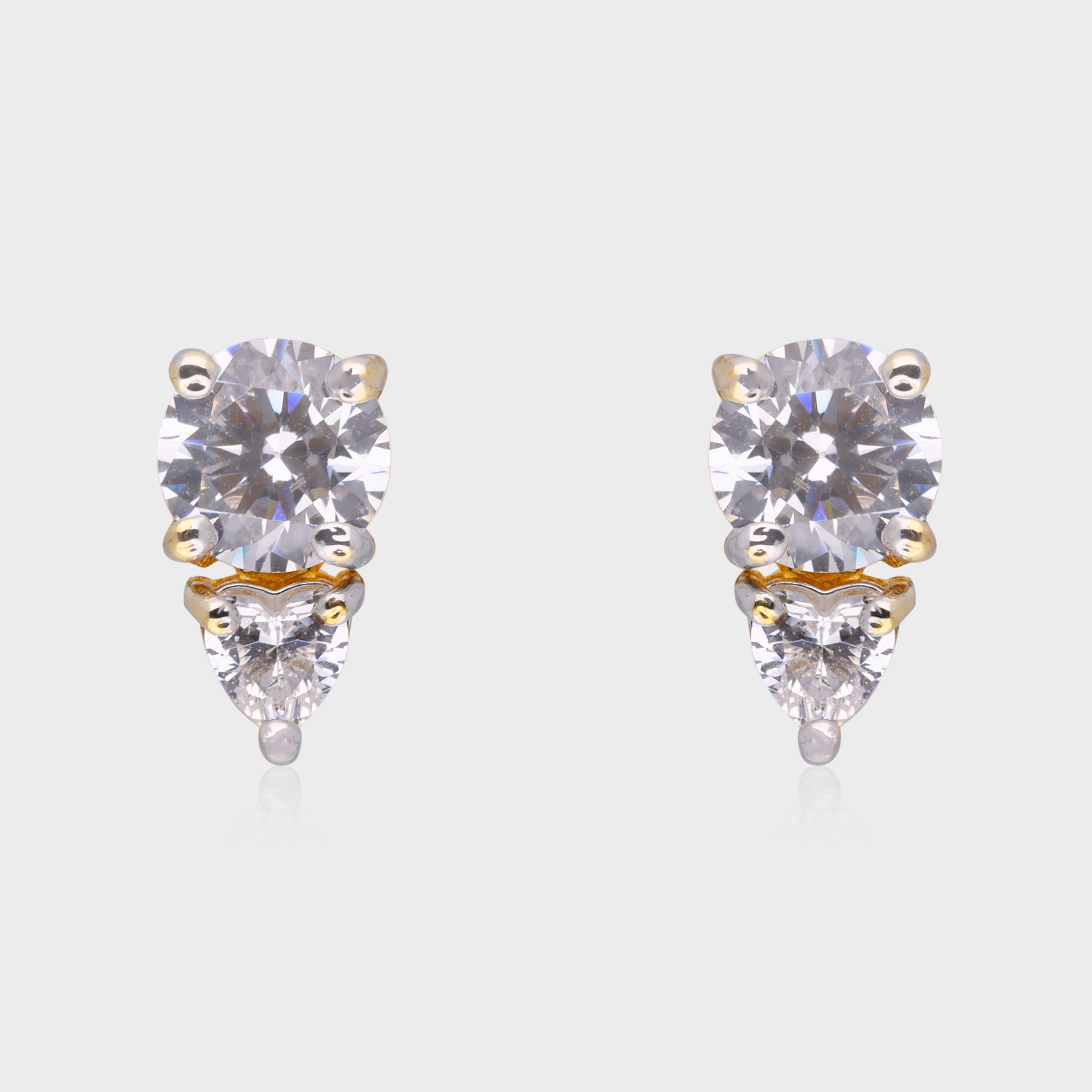 Classic 925 Sterling Silver Stud Earrings with Round & Pear-Cut Cubic Zirconia | SKU : 0003535486