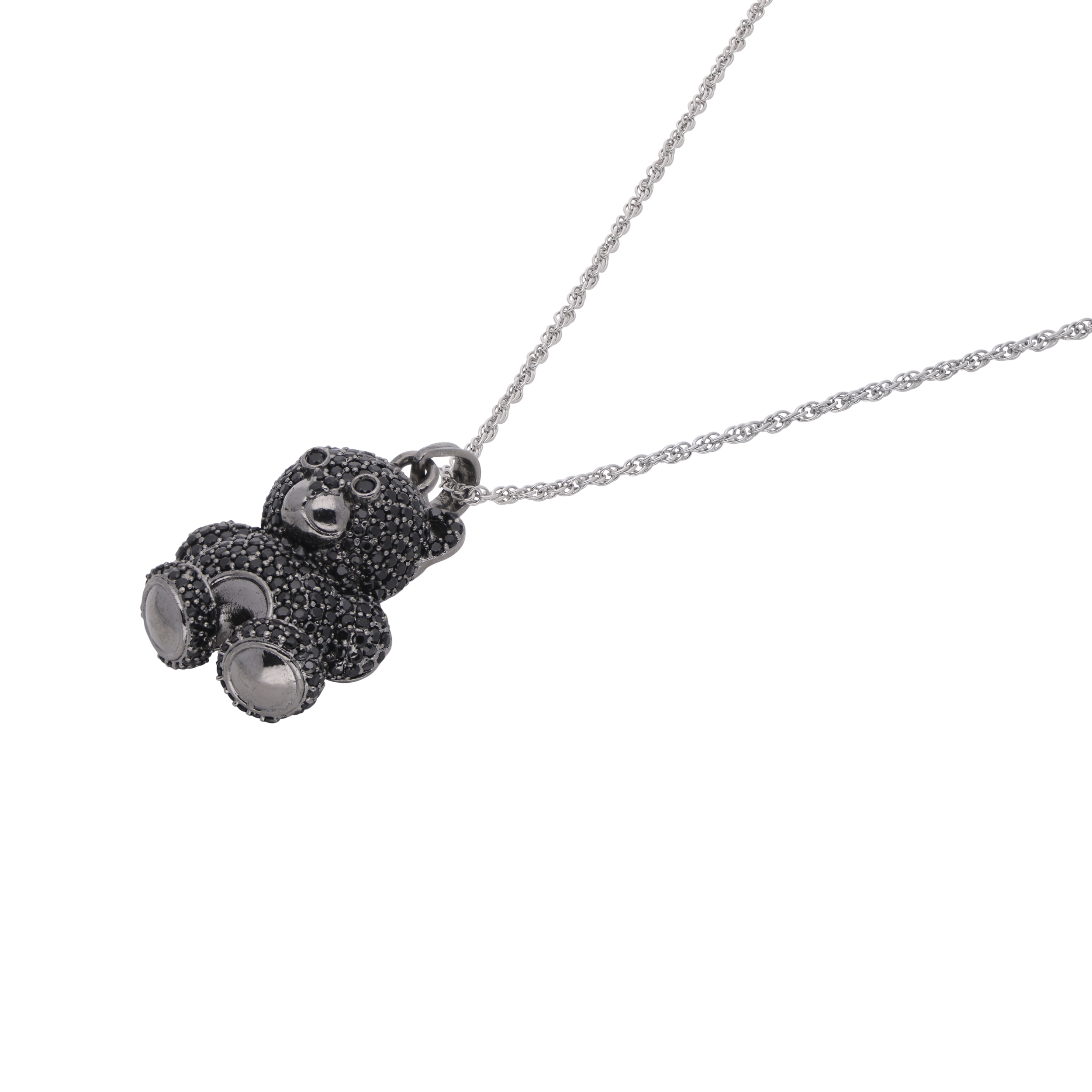 Sterling Silver Black Teddy Bear Pendant Necklace | SKU : 0021341649, 0003566510