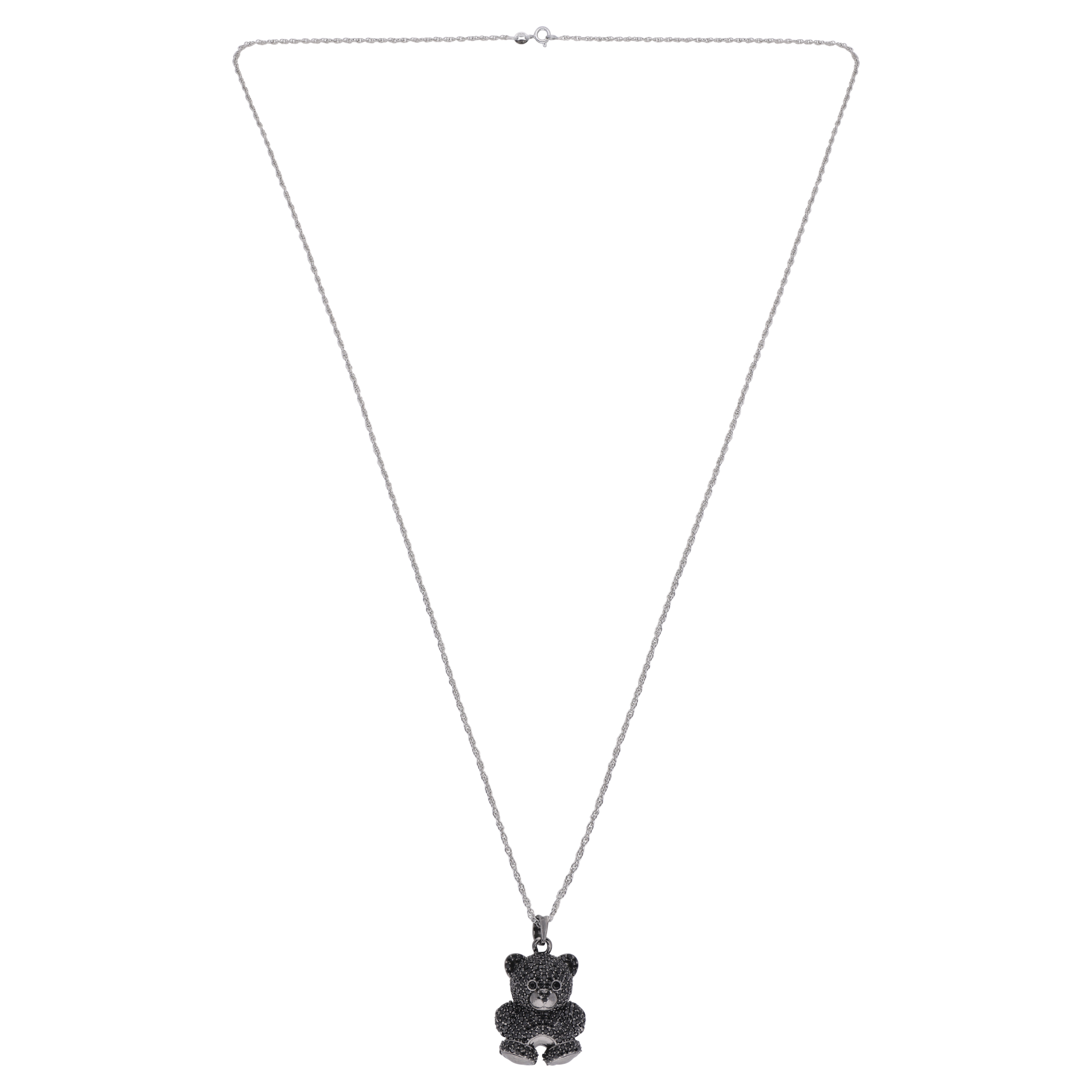 Sterling Silver Black Teddy Bear Pendant Necklace | SKU : 0021341649, 0003566510