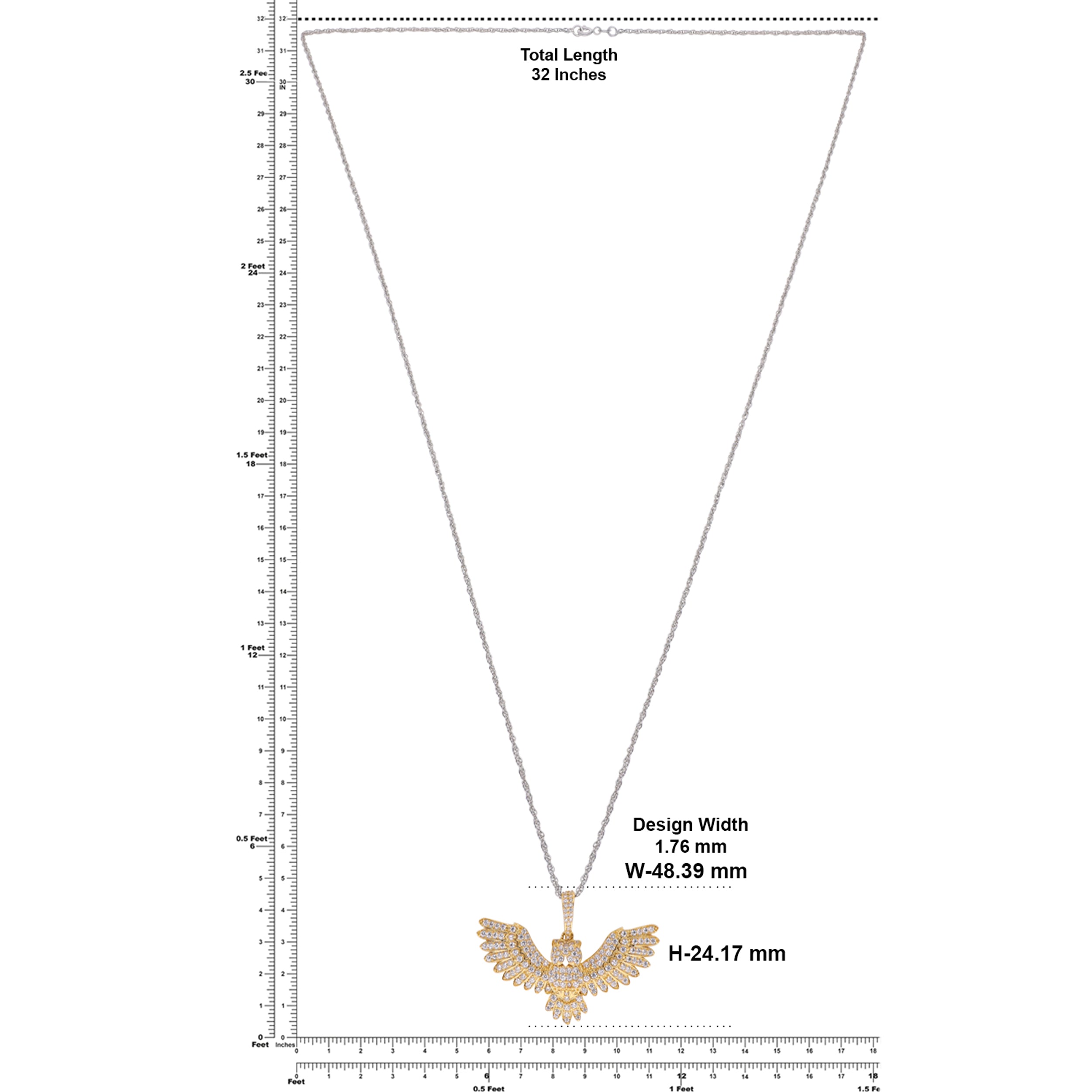 Sterling Silver Majestic Eagle Pendant Necklace | SKU : 0003566596, 0021341809