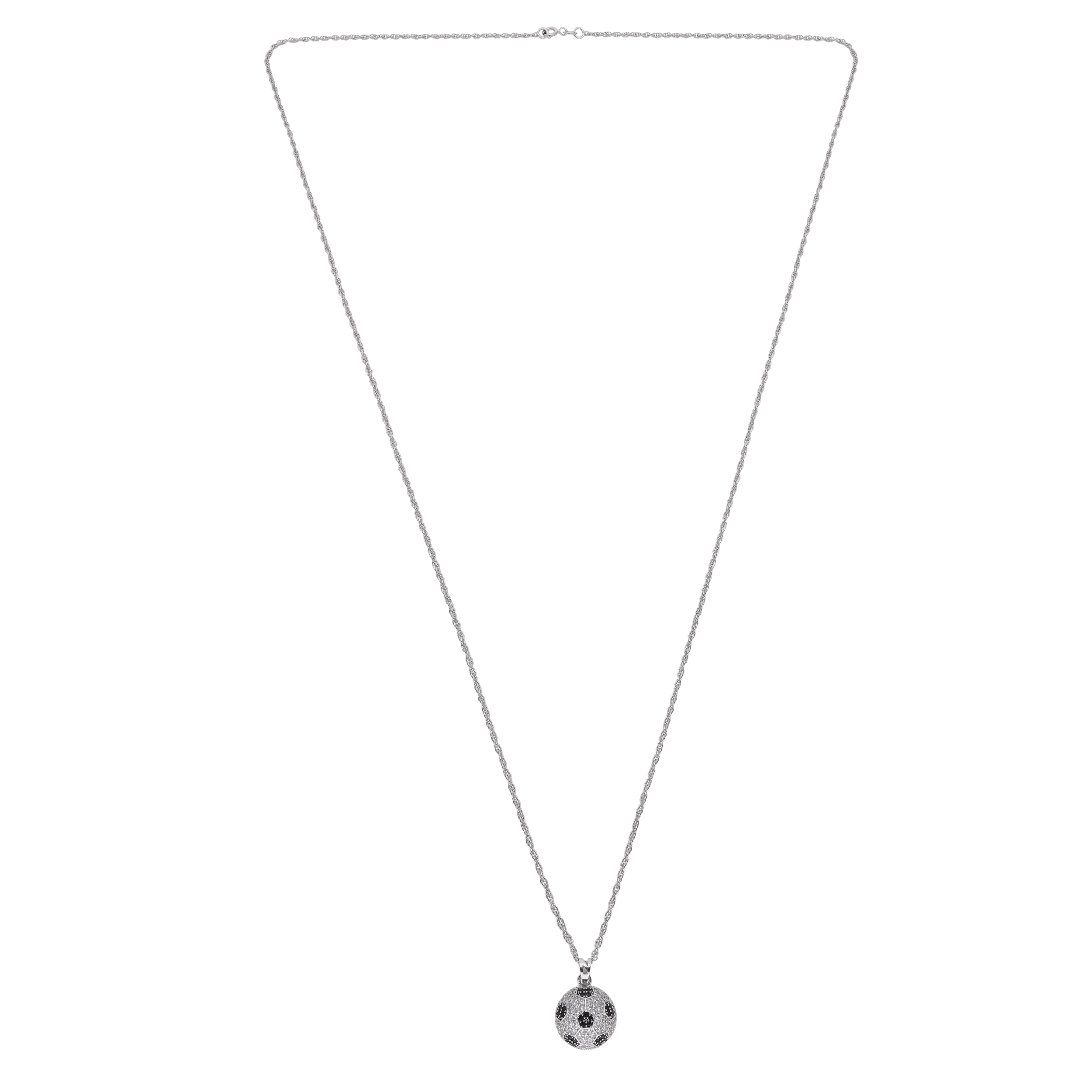 Sterling Silver Football Pendant Necklace – Sporty Elegance for Game Lovers | SKU : 0003566619, 0021341779