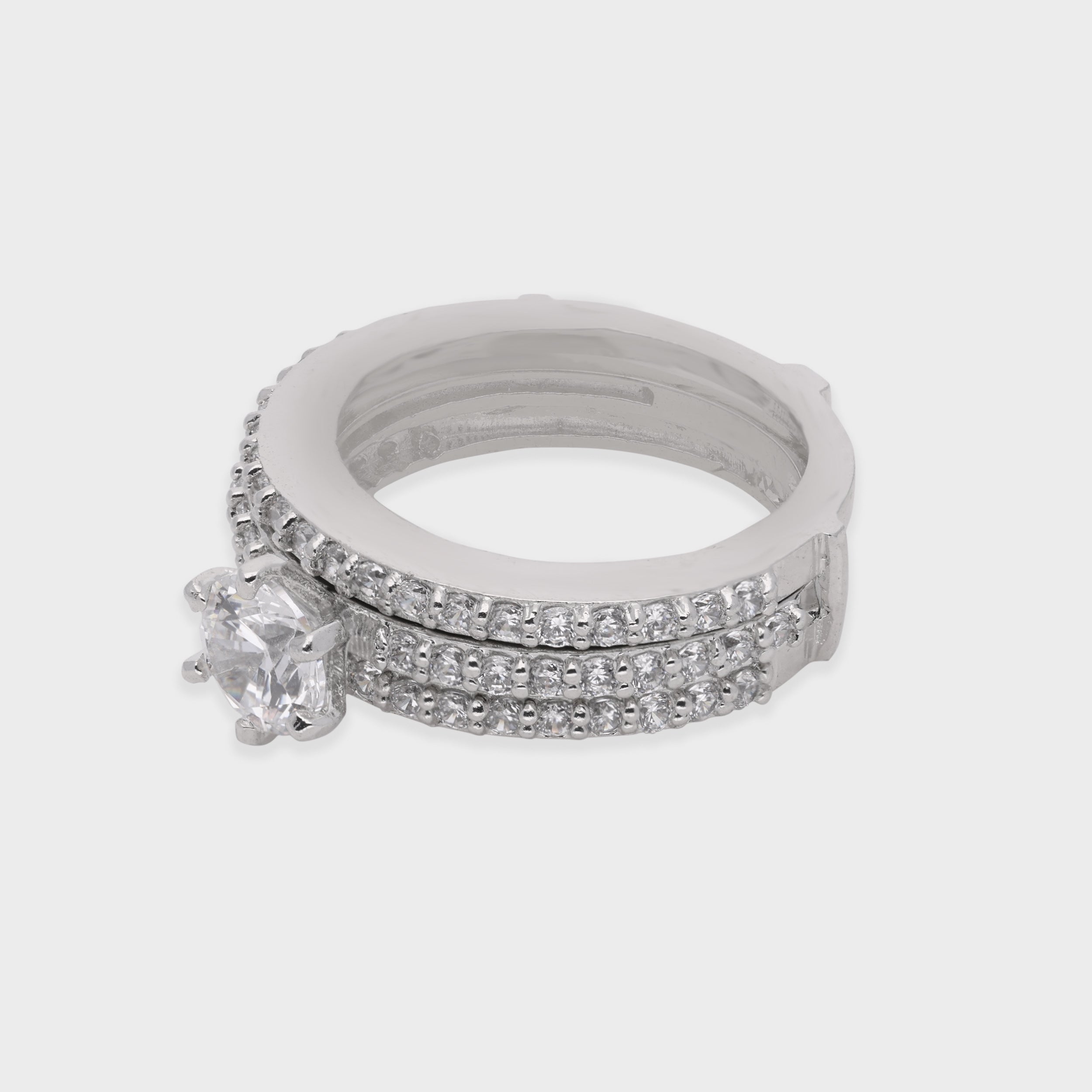 Dual Row Solitaire Radiance Ring in Sterling Silver | SKU : 0003578926