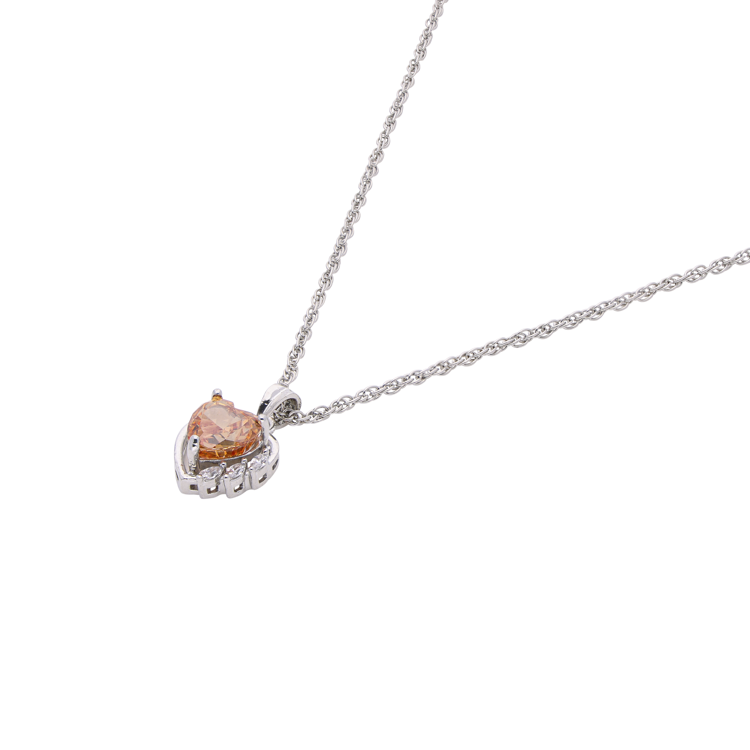 Amber Heart Embrace Pendant Necklace – A Glow of Love | SKU : 0003579114, 0021423864, 0003579091