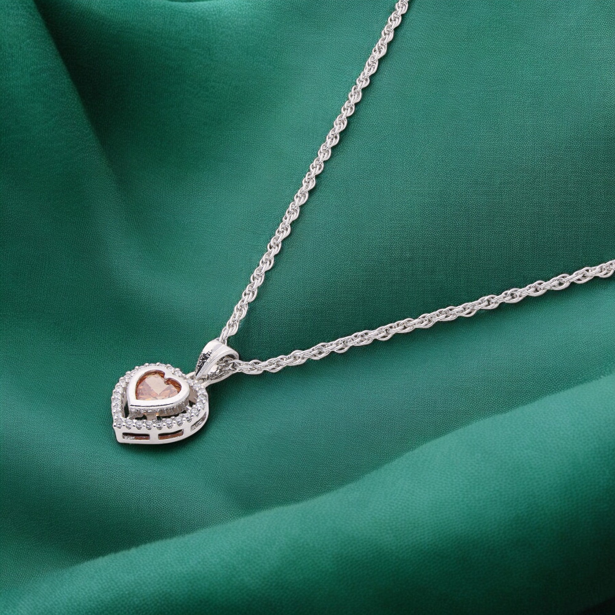 Sterling Silver Double Heart Pendant Necklace with Sparkling Accents | SKU : 0003579121, 0021423895