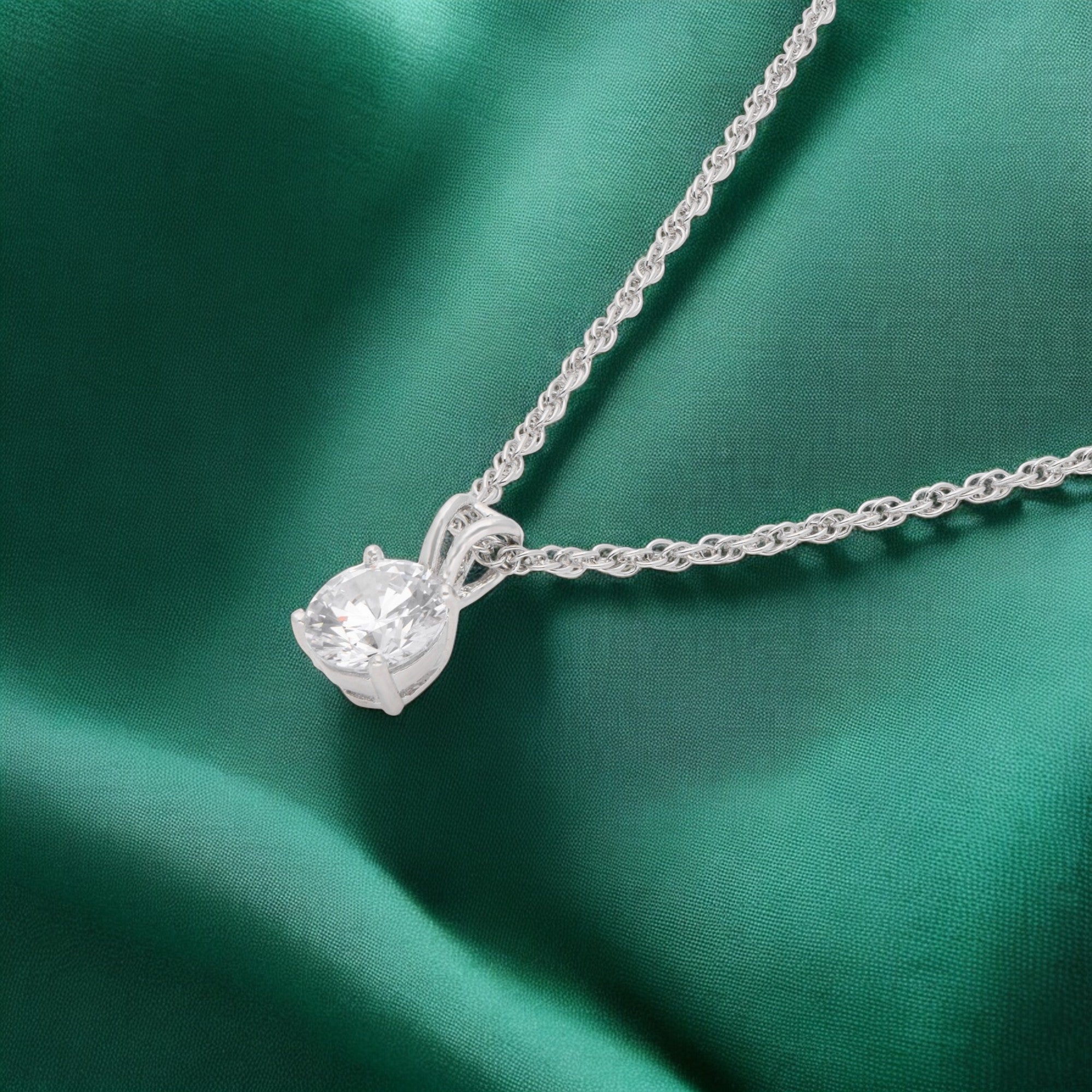 Sterling Silver Elegant Solitaire Pendant Necklace | SKU : 0003579459, 0021424526, 0021424540