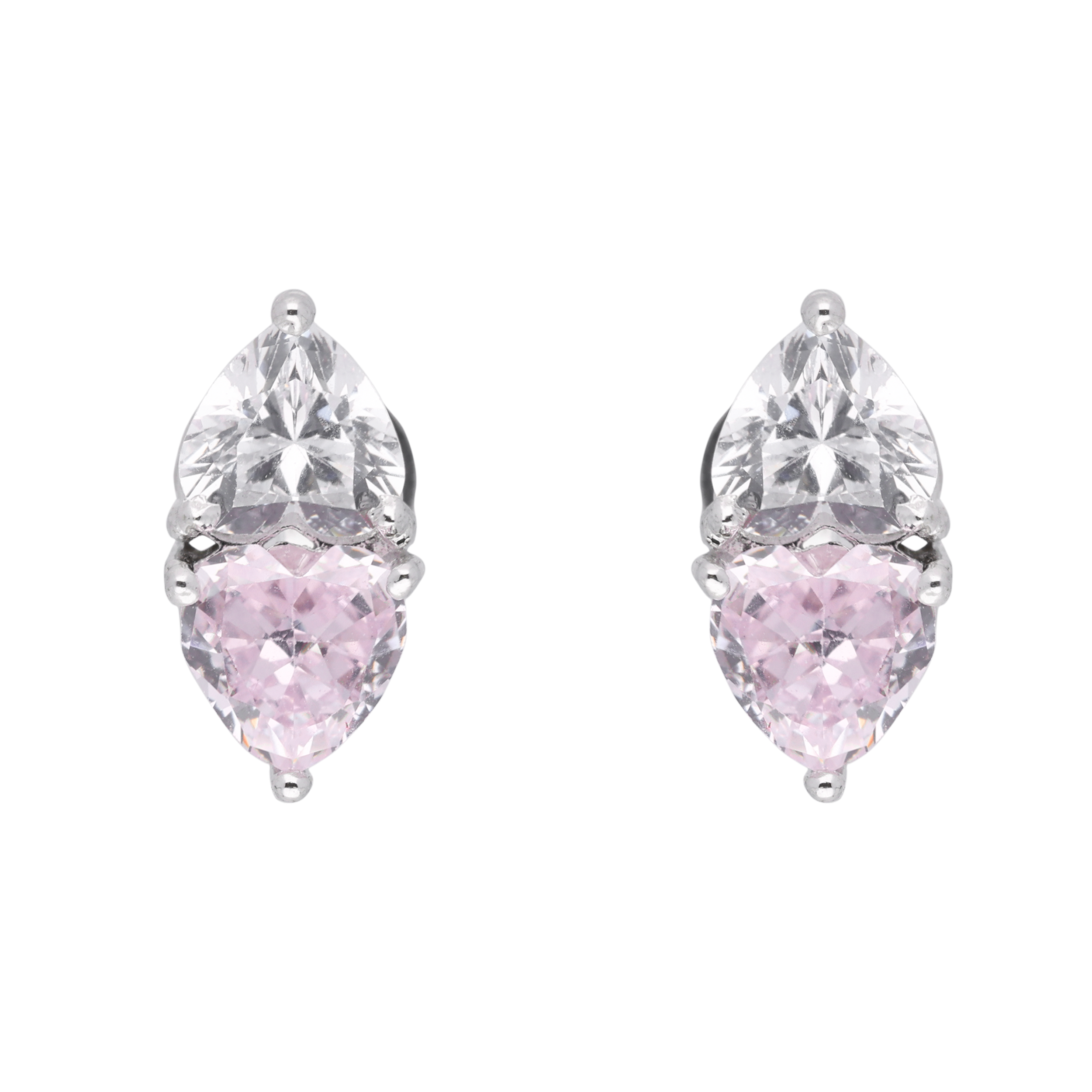 Silver Pink & White Teardrop Stud Earrings | SKU : 0003594285, 0021455919, 0021455896, 0021455902, 0021327384