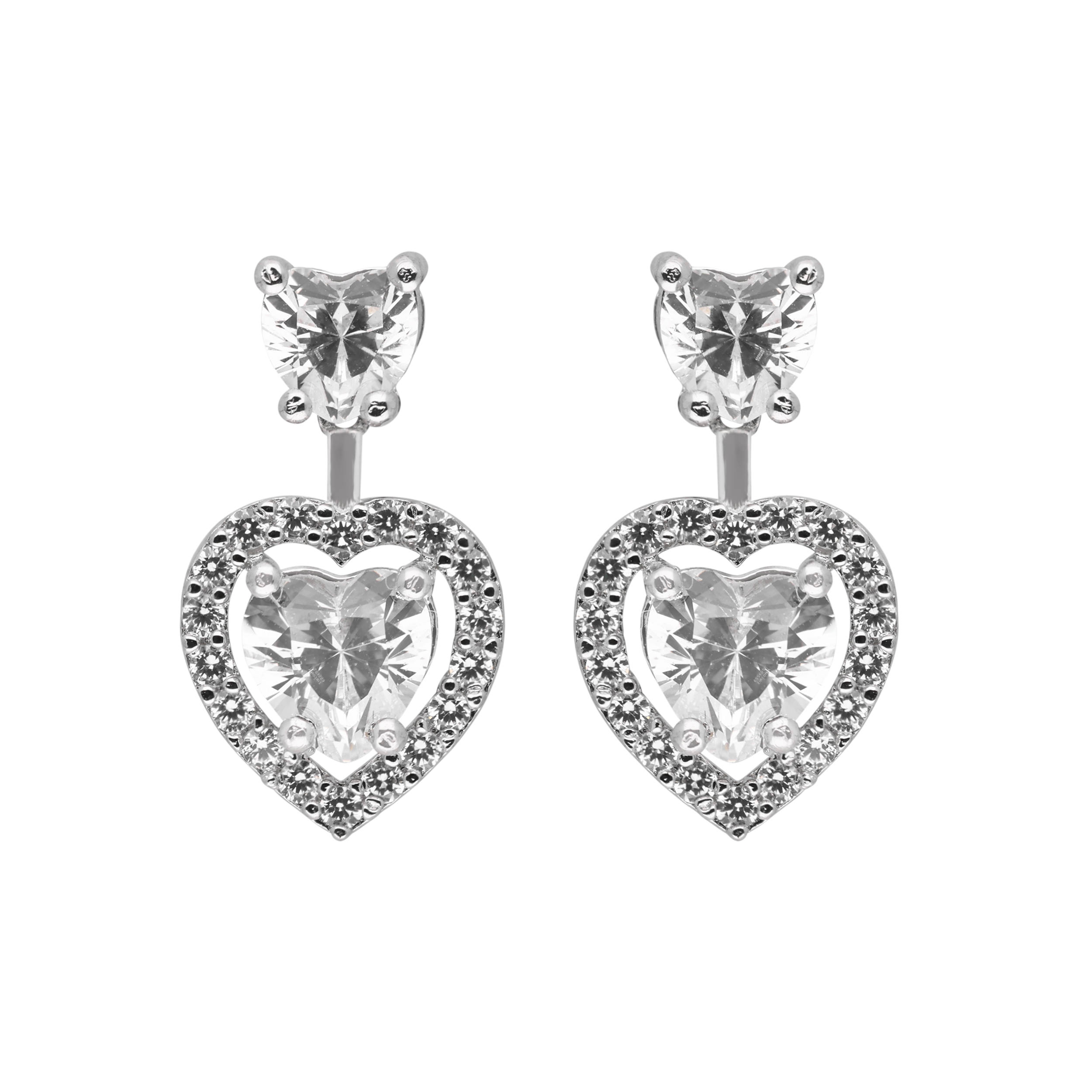 Silver Heart Drop Earrings | SKU : 0003594308, 0021455971, 0021455957, 0021455964