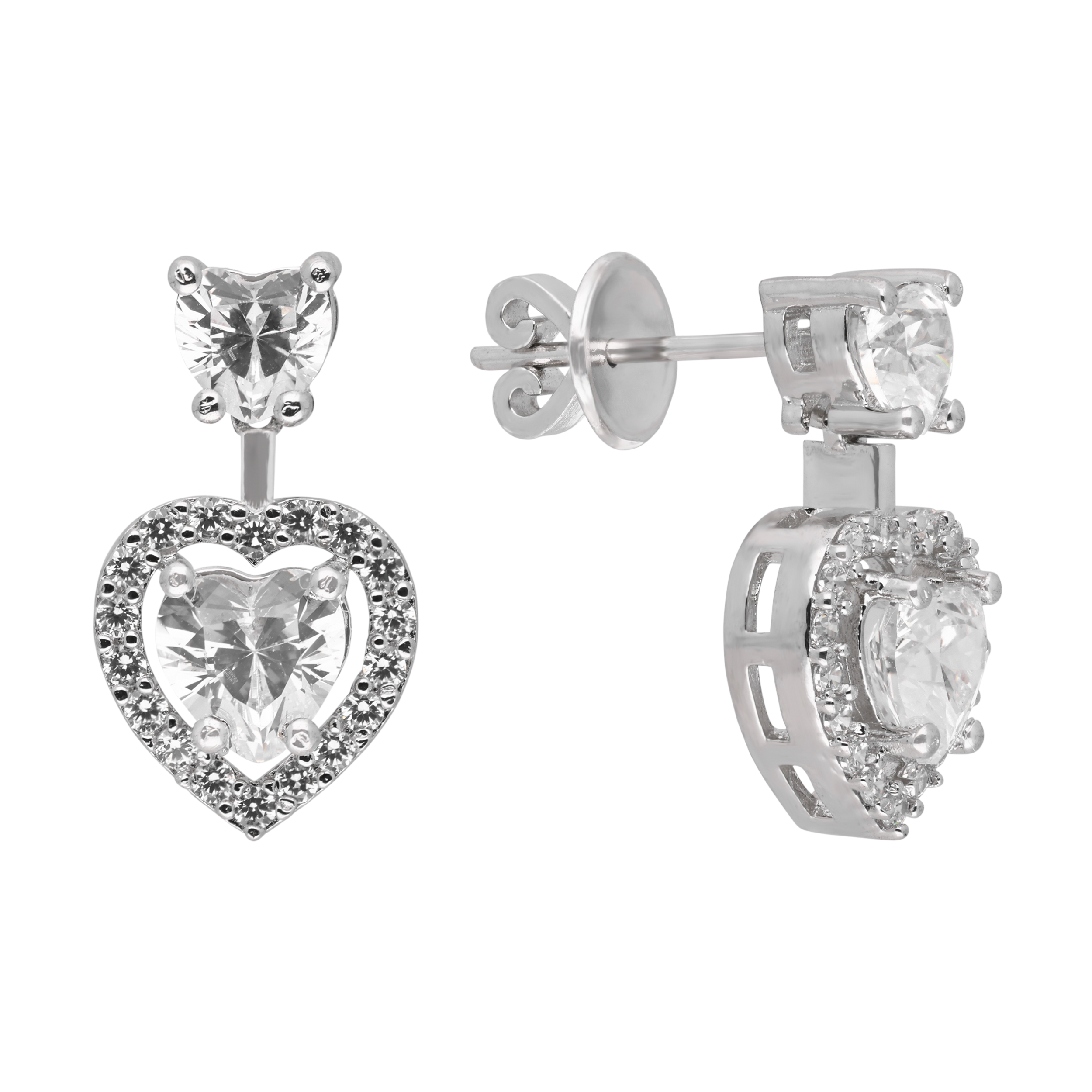 Silver Heart Drop Earrings | SKU : 0003594308, 0021455971, 0021455957, 0021455964