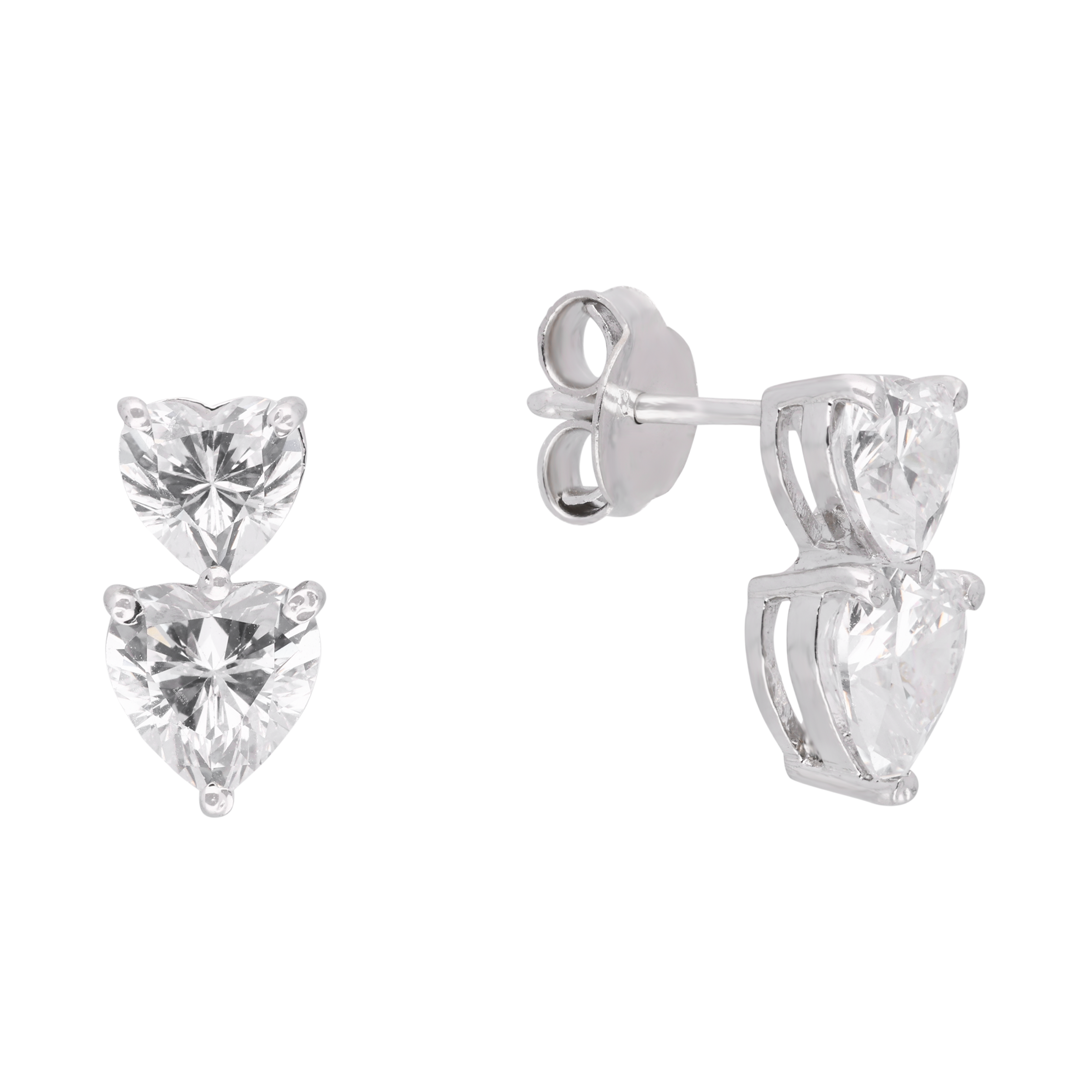 Silver Double Heart Stud Earrings | SKU : 0003594353, 0021456121, 0021456114, 0021456107