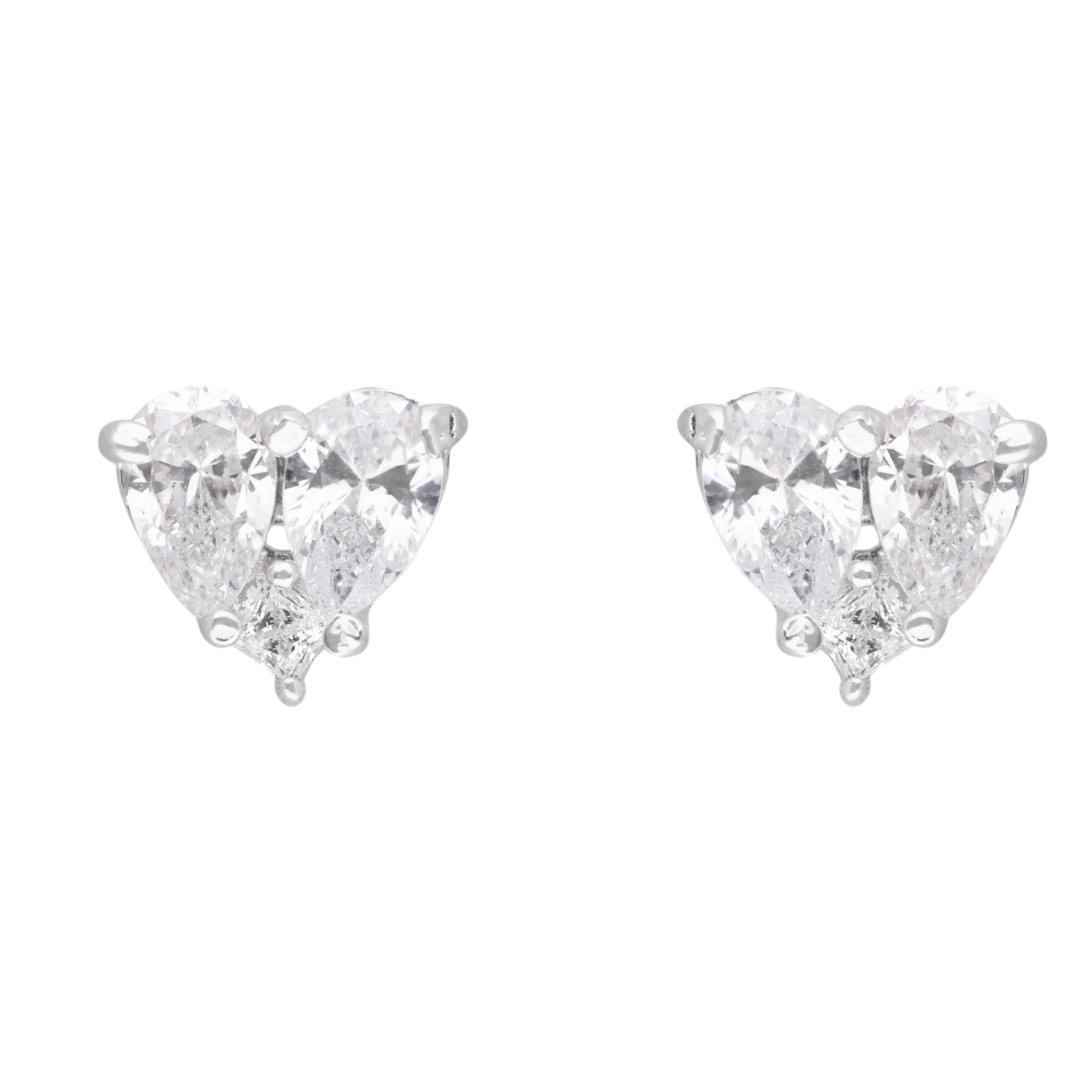 Silver Heart Cluster Stud Earrings | SKU : 0003594360, 0021456145, 0021456138