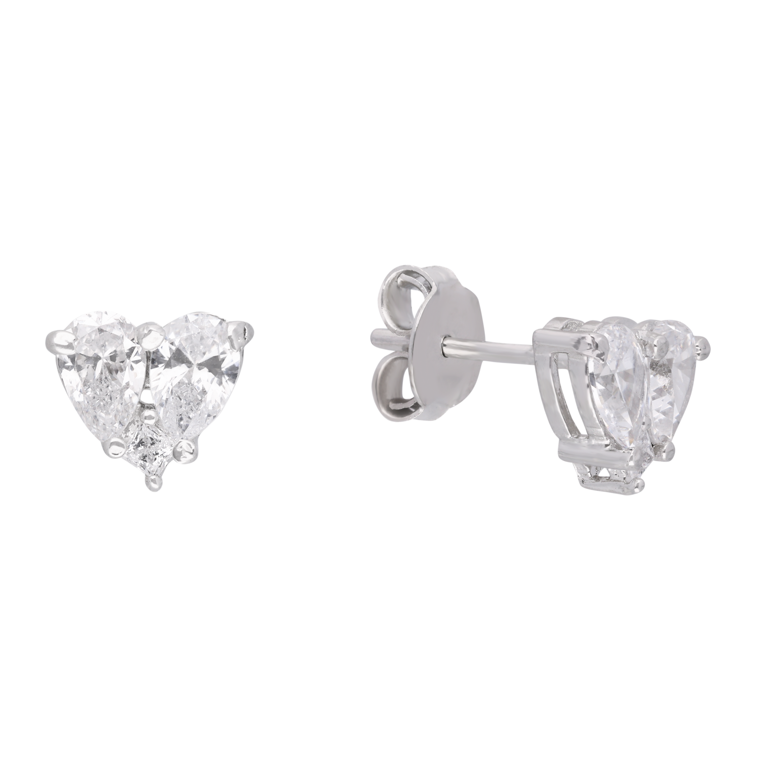 Silver Heart Cluster Stud Earrings | SKU : 0003594360, 0021456145, 0021456138