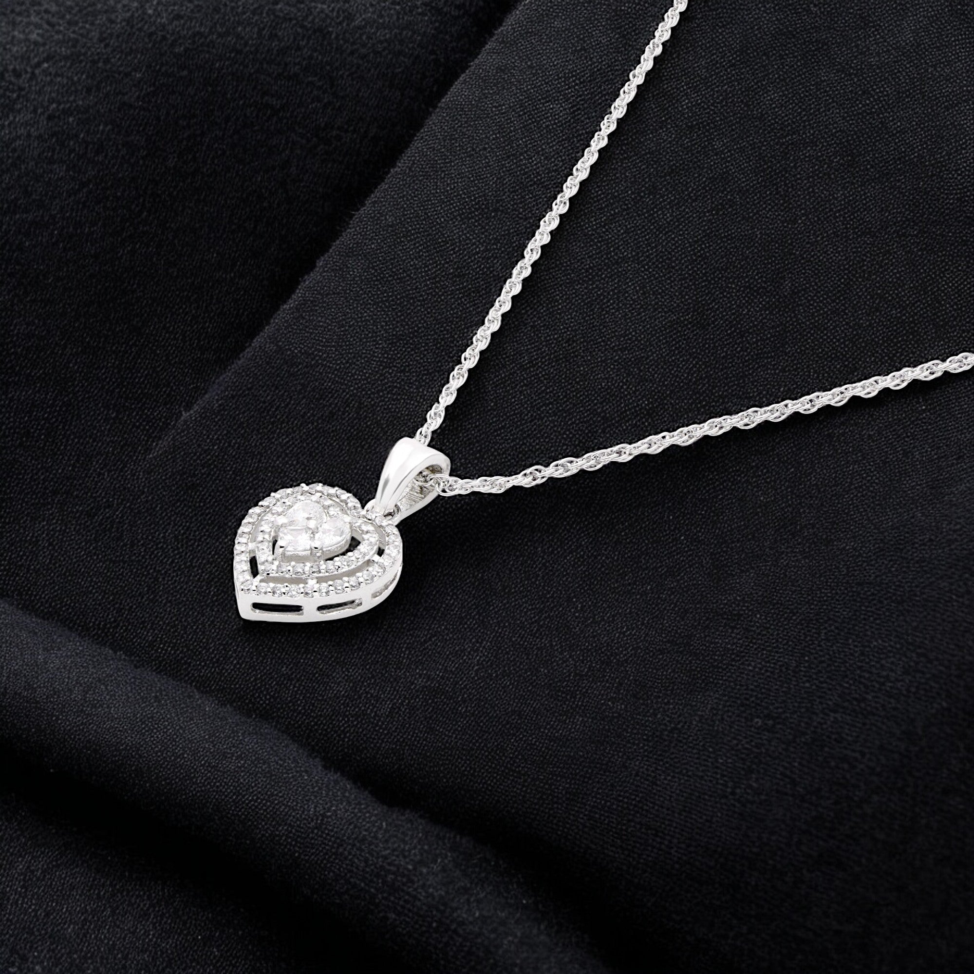 Elegant Silver Heart Pendant Necklace | SKU : 0003594438, 0003594421, 0003594414, 0021456251, 0021456244