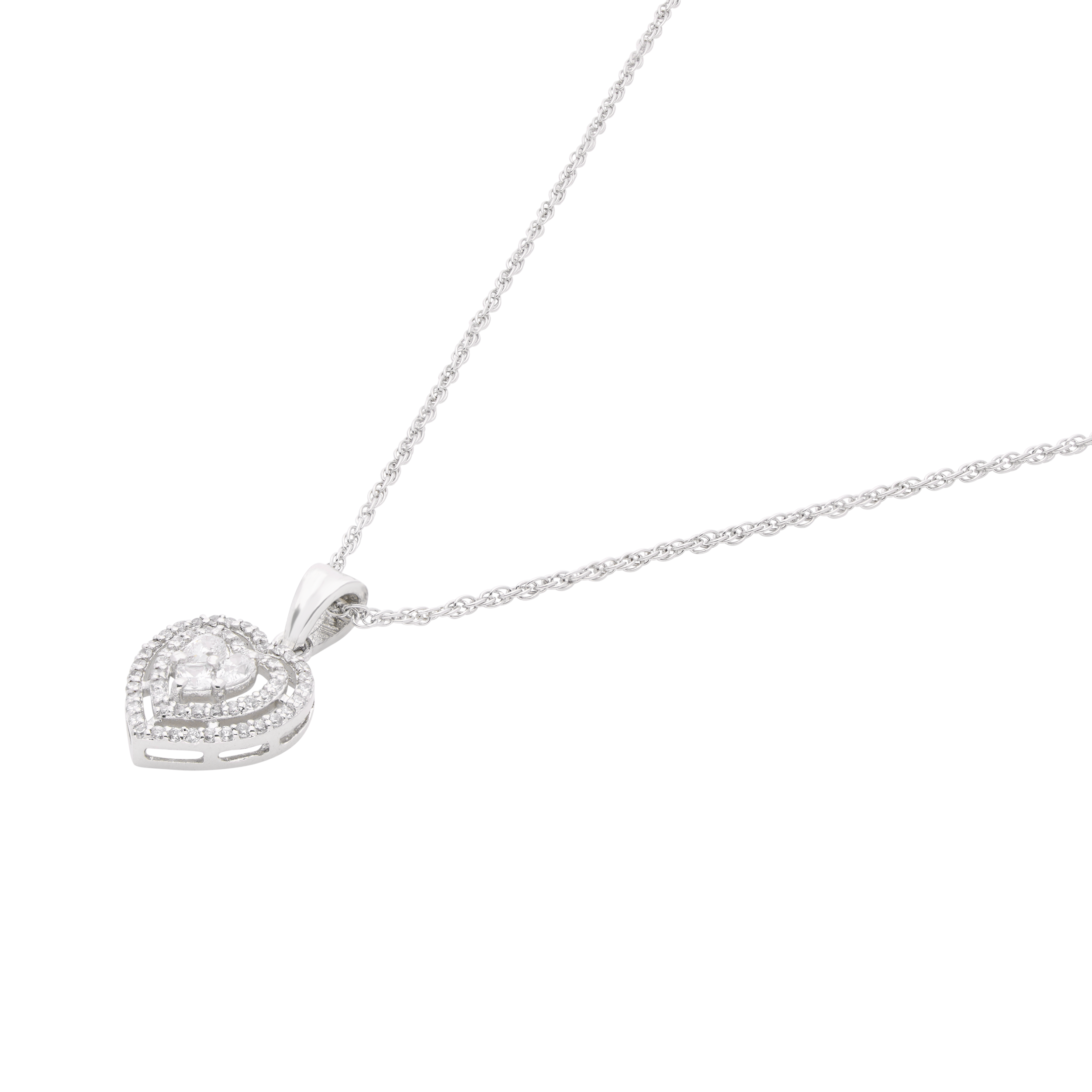 Elegant Silver Heart Pendant Necklace | SKU : 0003594438, 0003594421, 0003594414, 0021456251, 0021456244