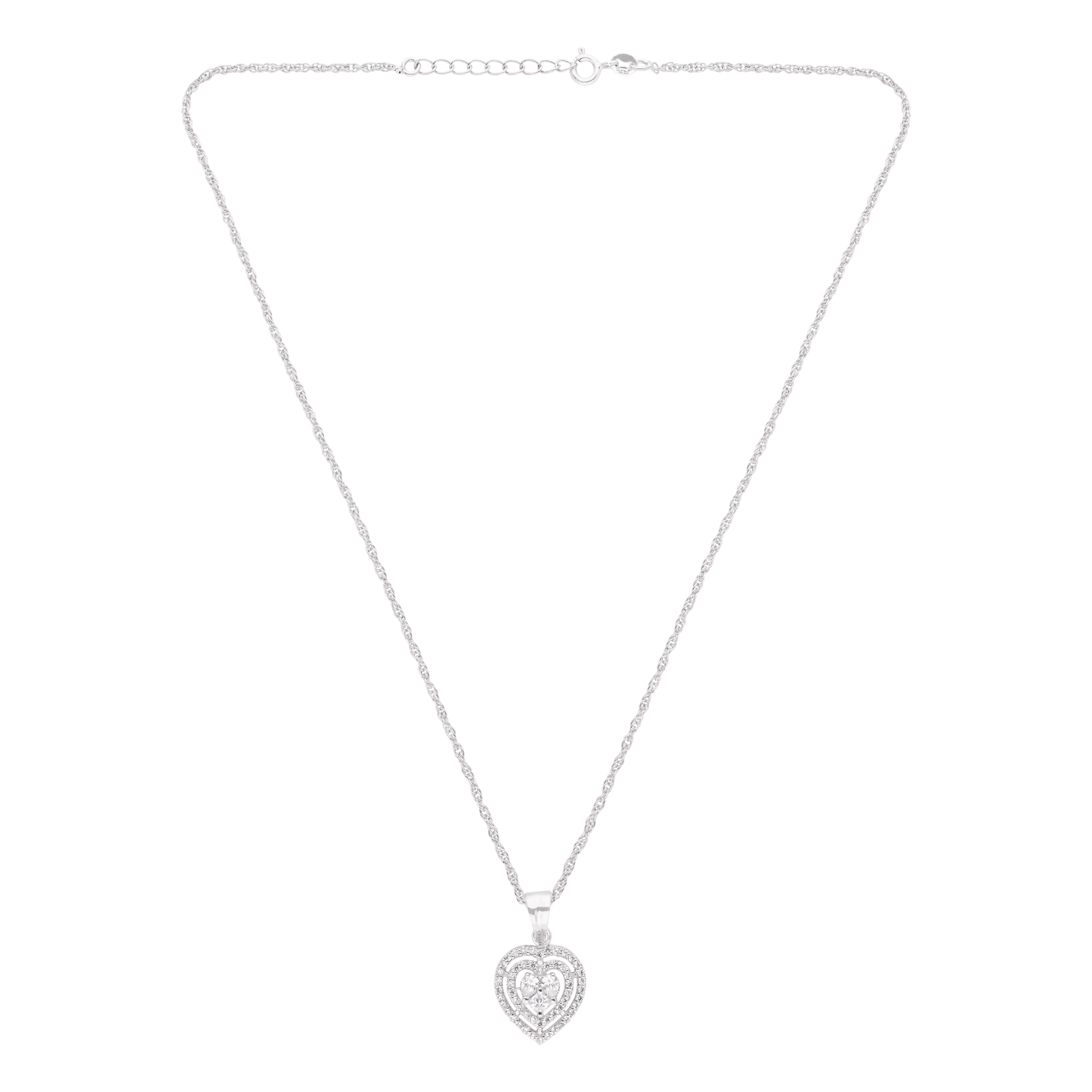 Elegant Silver Heart Pendant Necklace | SKU : 0003594438, 0003594421, 0003594414, 0021456251, 0021456244