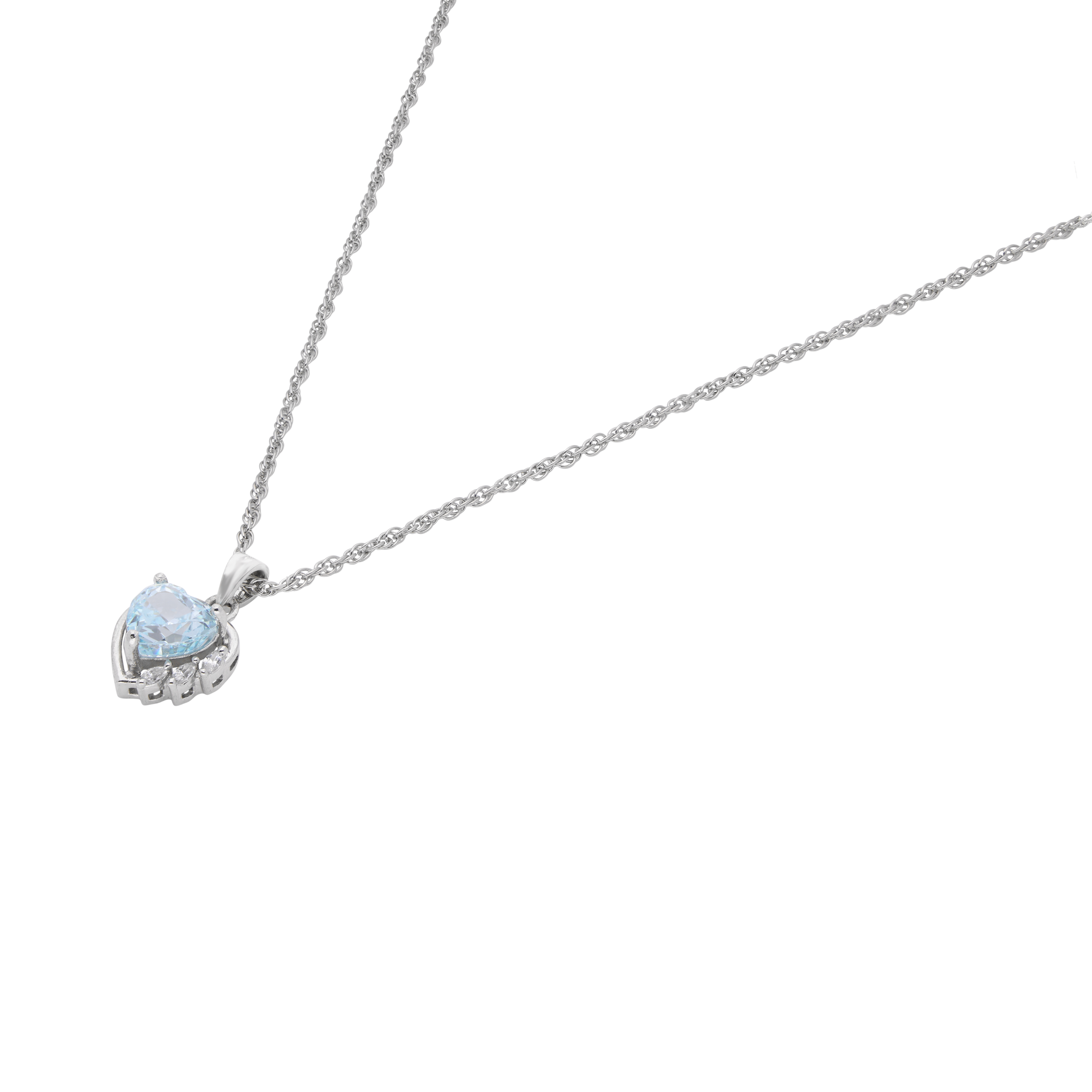 Sterling Silver Heart Pendant with Sky Blue Gemstone & Elegant Accents | SKU : 0003594476, 0021456404, 0021456381, 0021456398