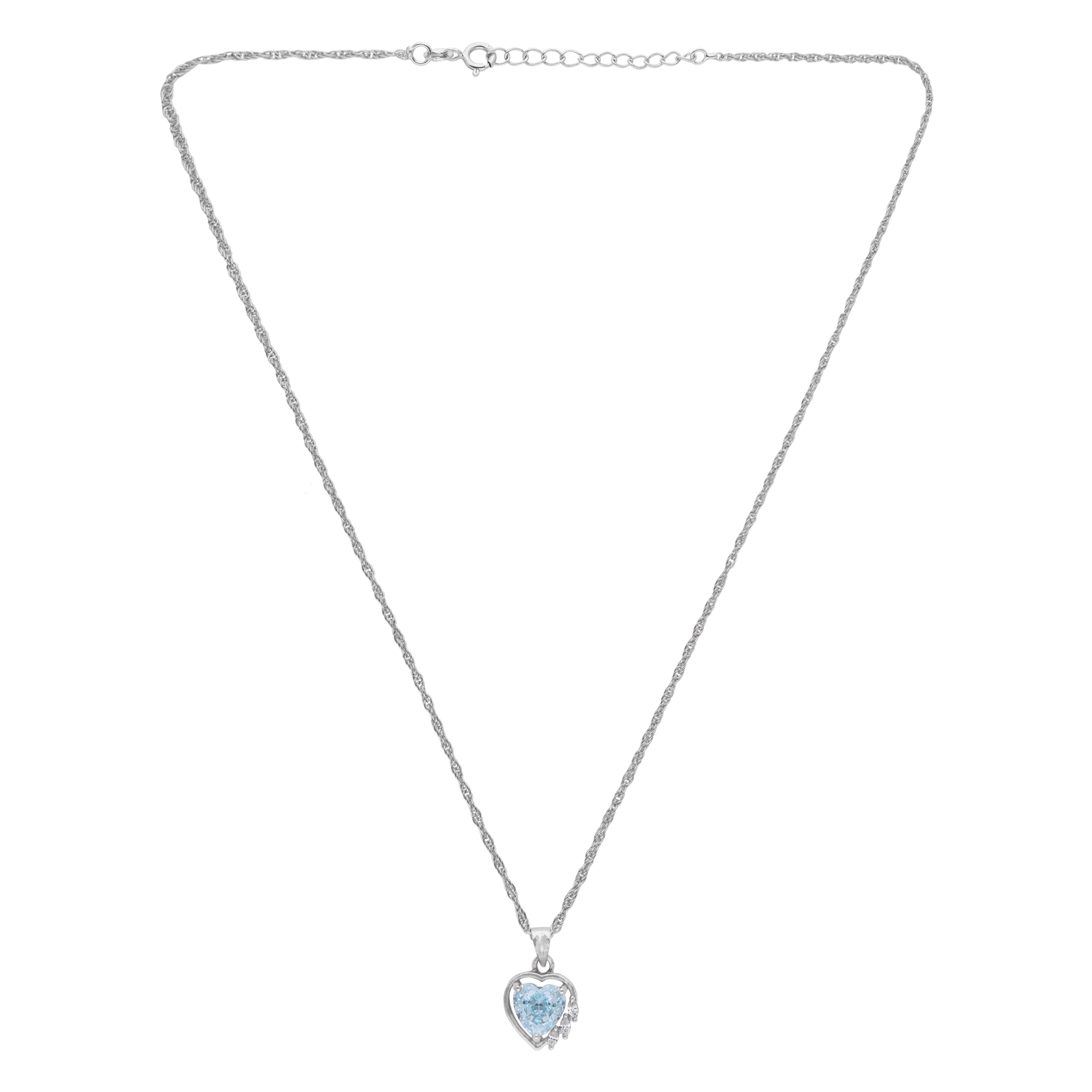 Sterling Silver Heart Pendant with Sky Blue Gemstone & Elegant Accents | SKU : 0003594476, 0021456404, 0021456381, 0021456398