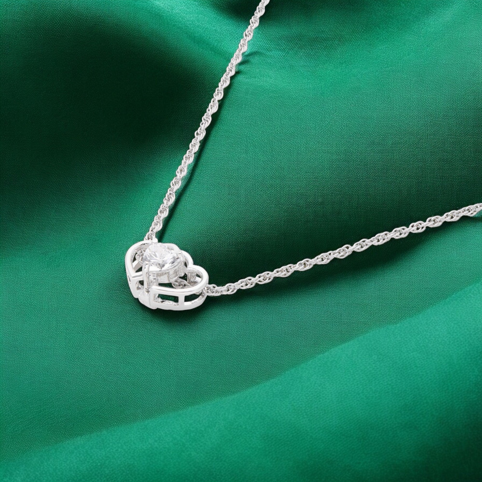 Silver Chain with Interlocked Heart Pendant | SKU : 0003594544, 0021456565, 0021456572, 0021456558