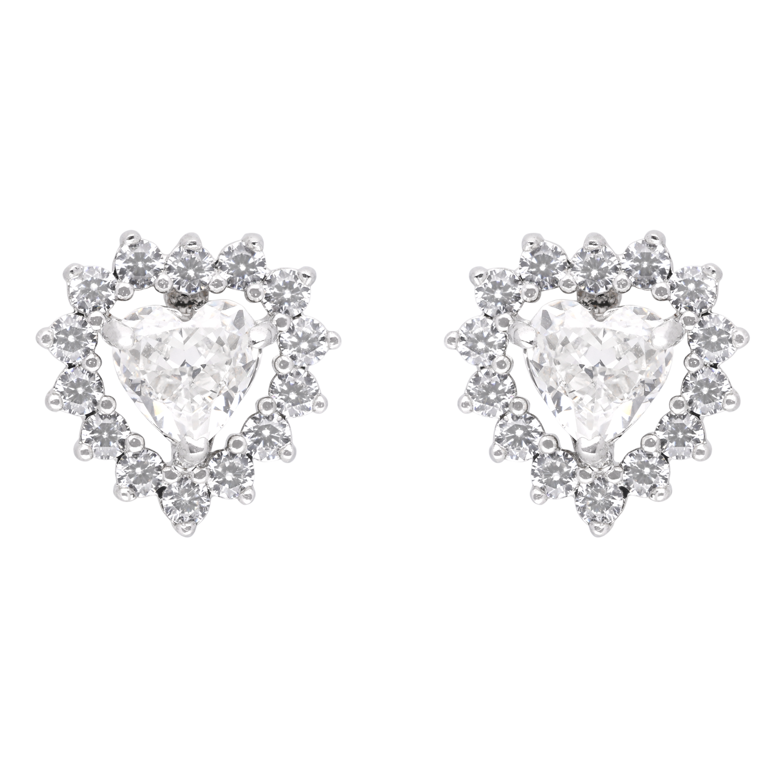 Sparkling Heart Halo Stud Earrings | SKU : 0003594568, 0021456633, 0021456596, 0021456619